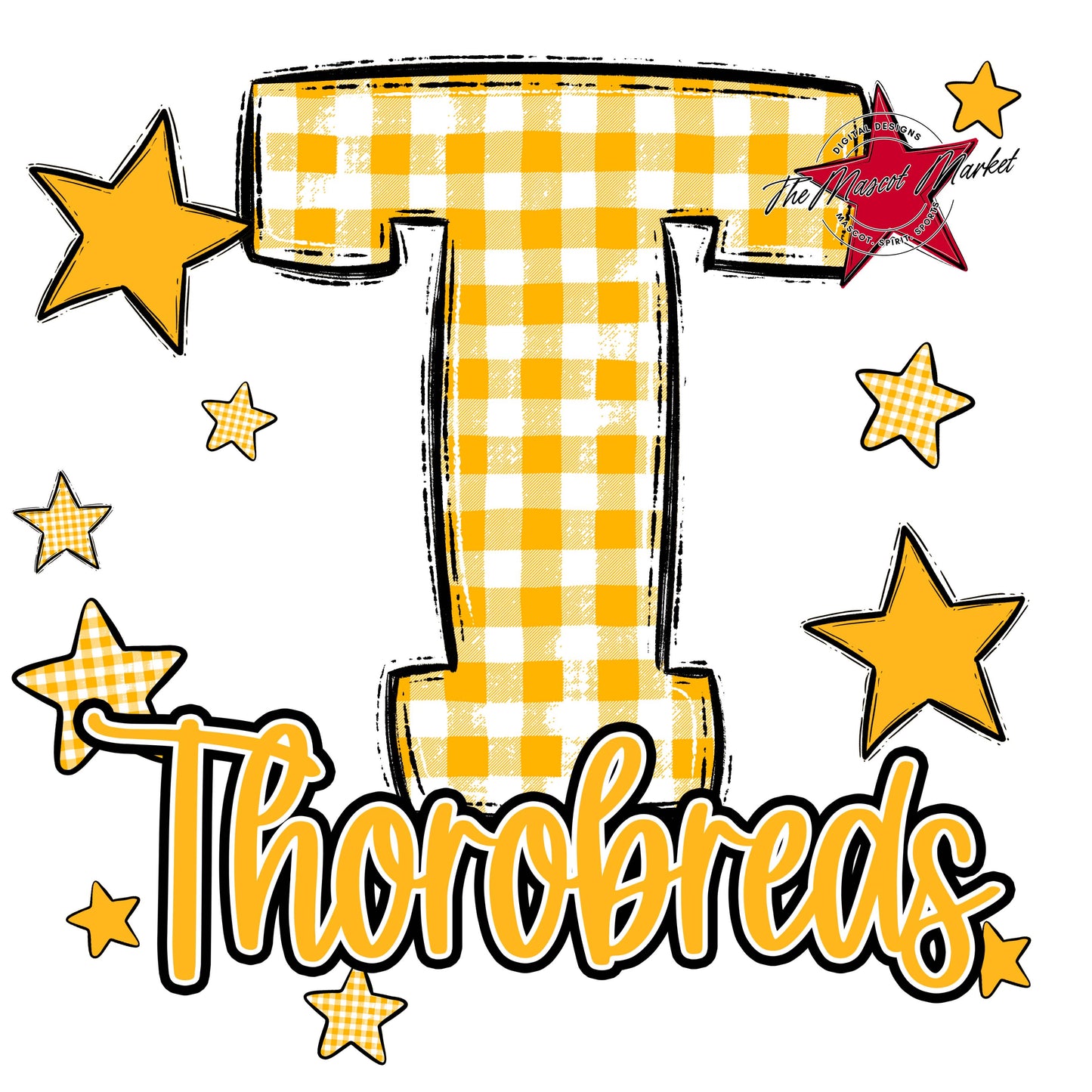 Thorobreds Plaid Star Design-Yellow