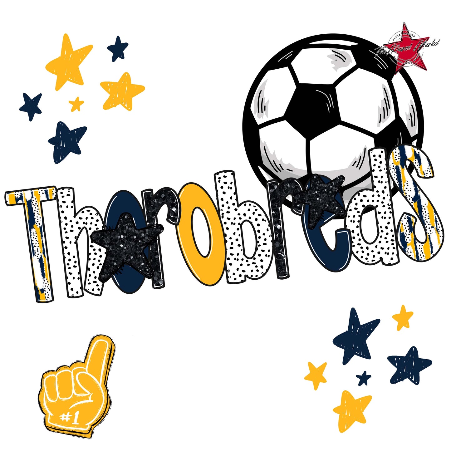 Thorobreds Soccer Scrape-Navy & Yellow