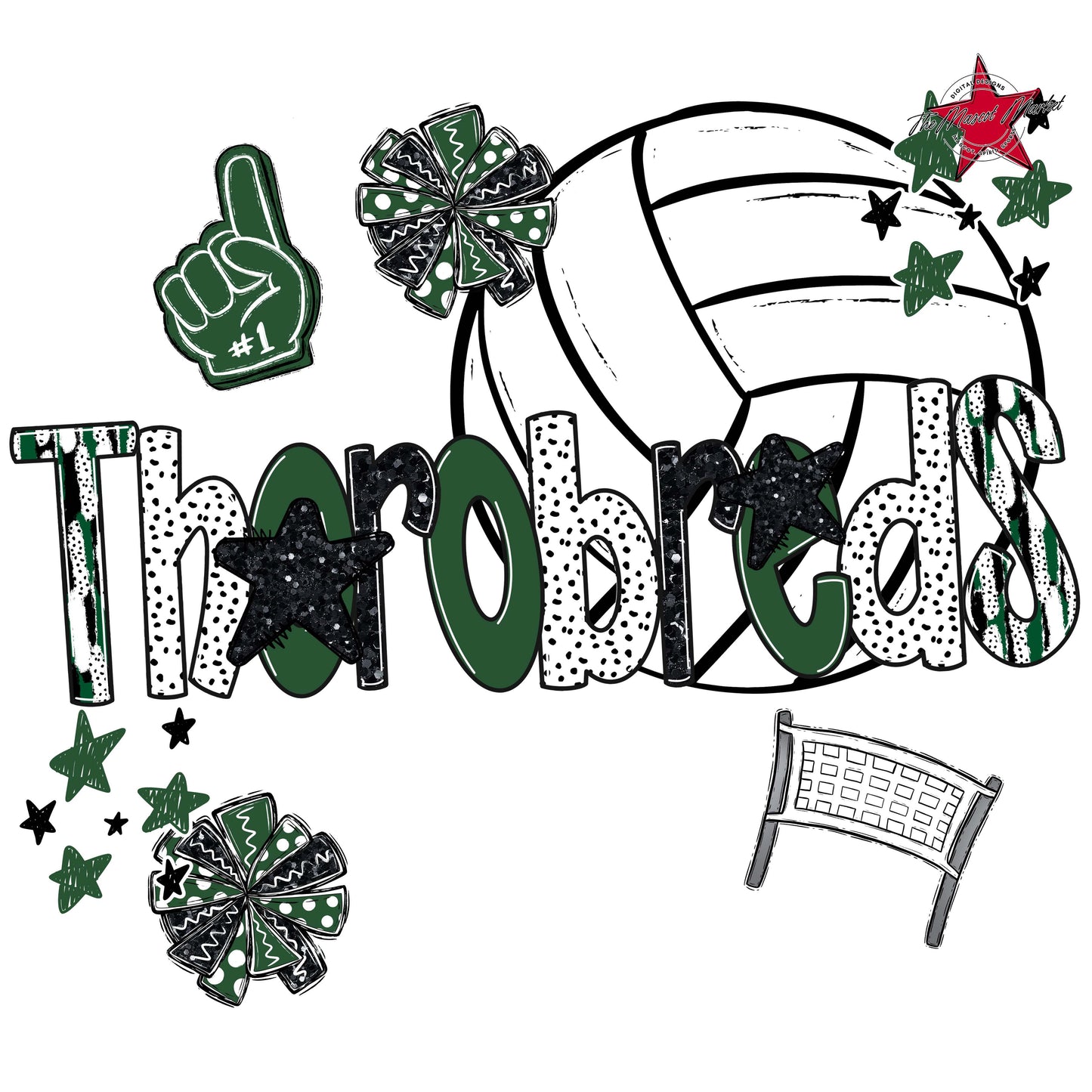 Thorobreds Volleyball Scrape-Green