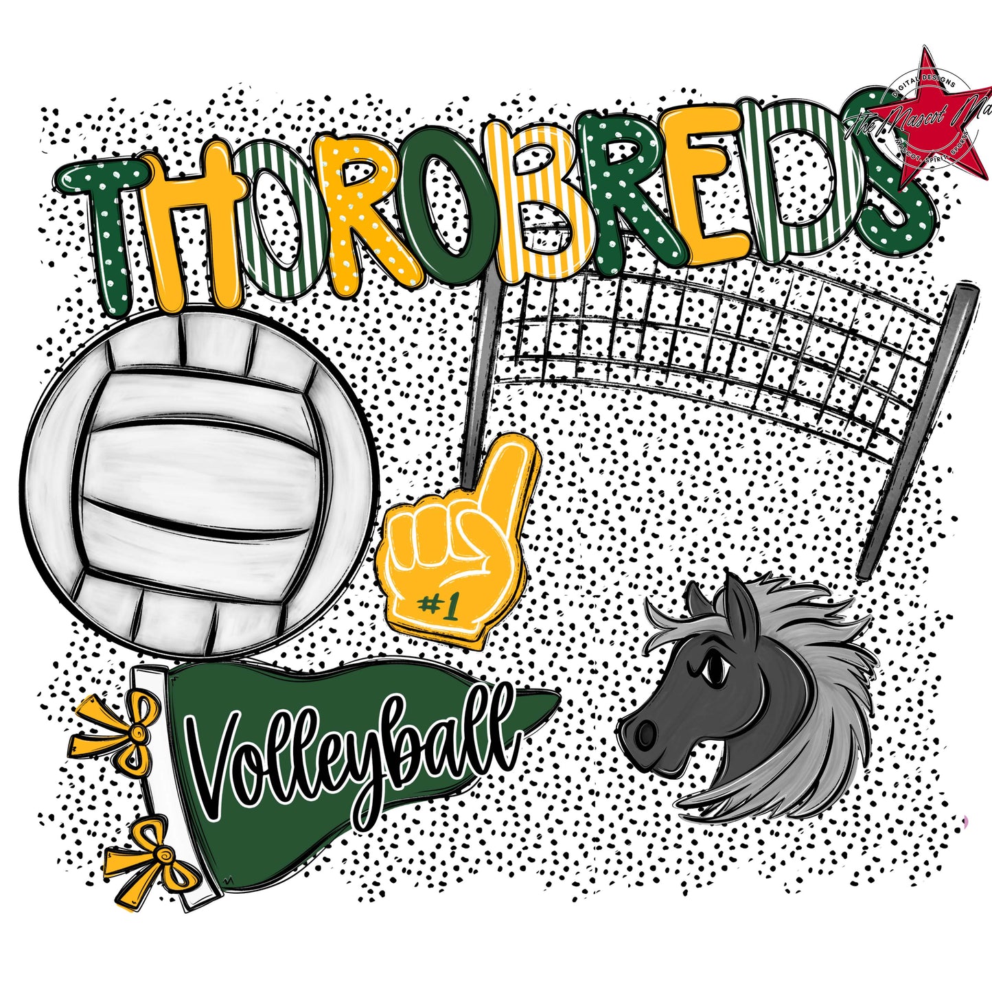 Thorobreds Volleyball Spirit-Green & Yellow