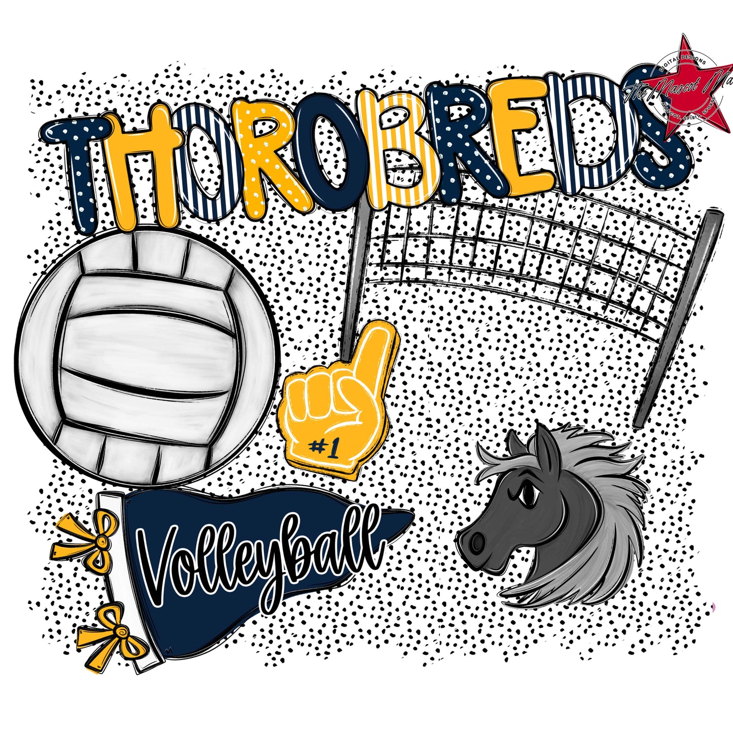 Thorobreds Volleyball Spirit-Navy & Yellow