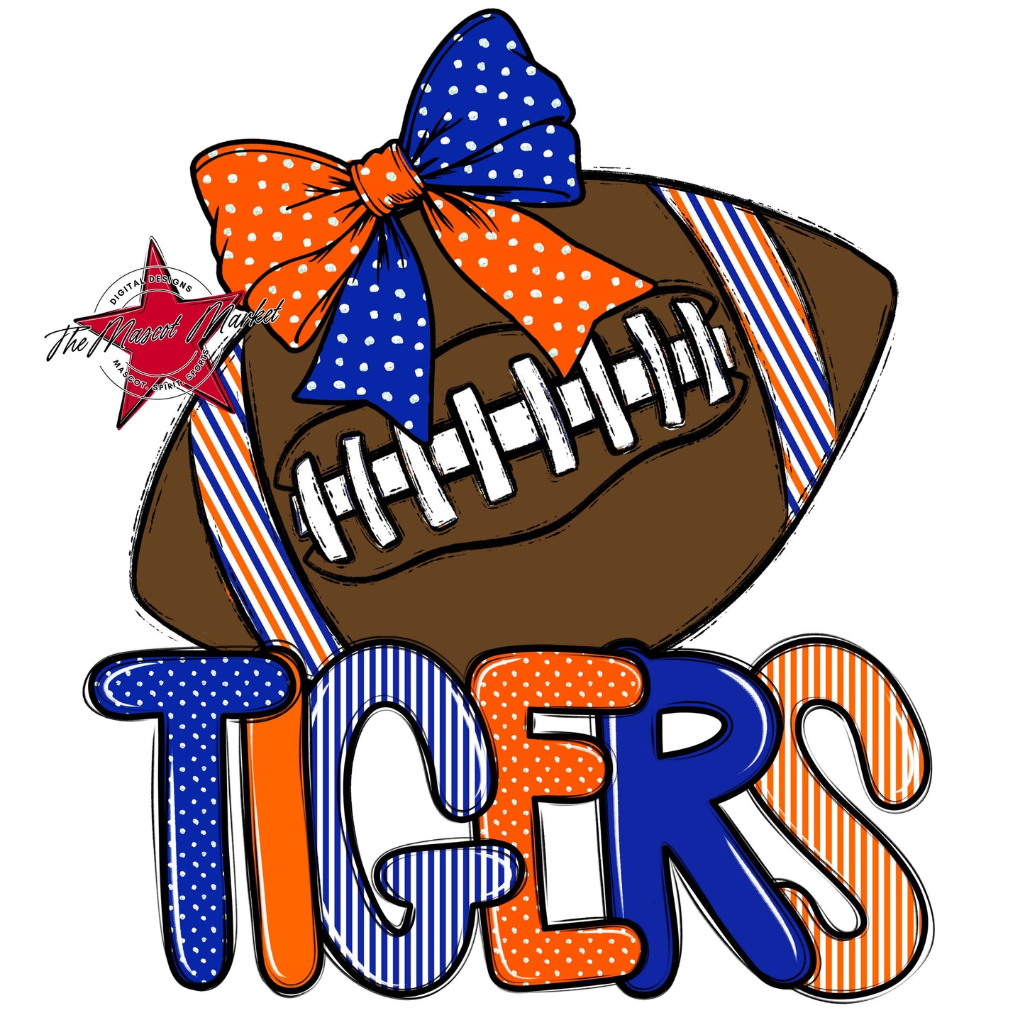 Tigers Football Spirit Design-Royal Blue & Orange