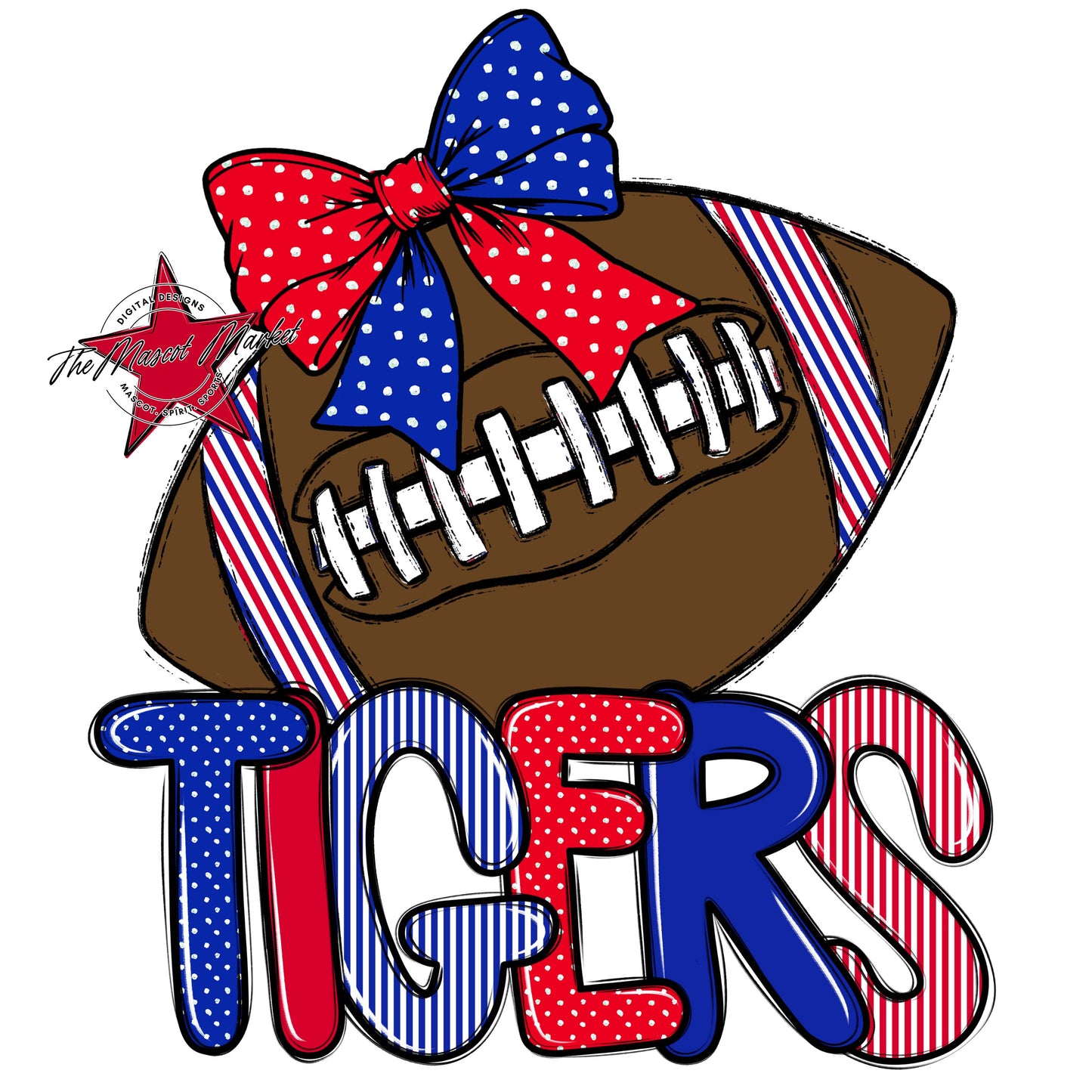 Tigers Football Spirit Design-Royal Blue & Red