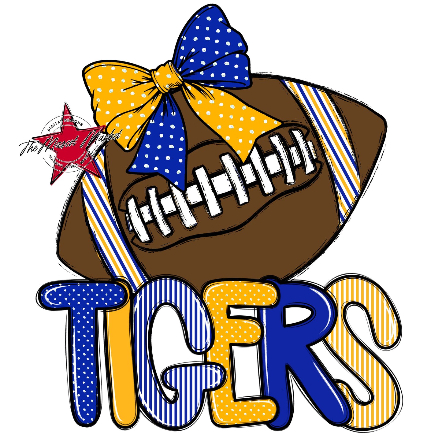 Tigers Football Spirit Design-Royal Blue & Yellow