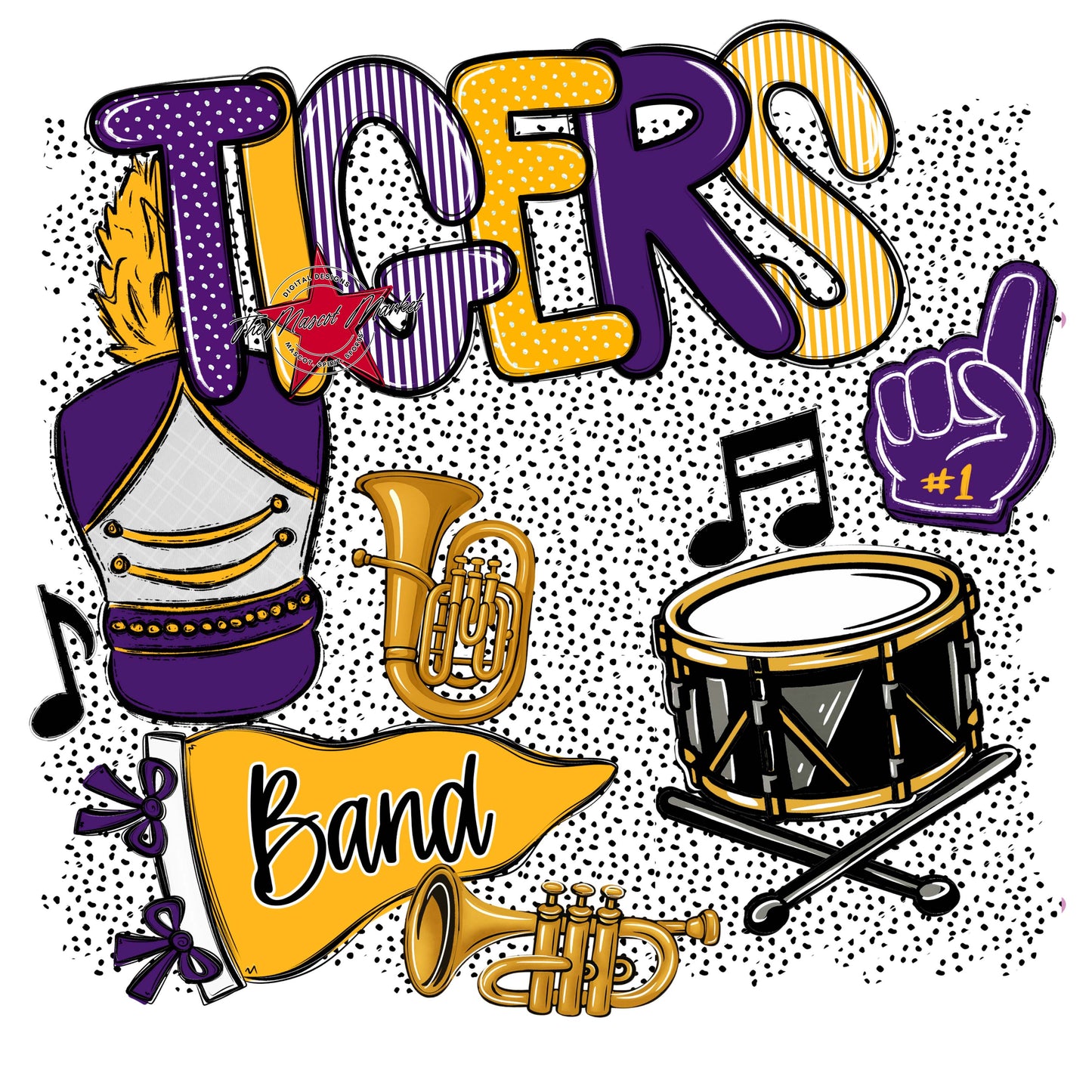 Tigers Band Spirit-Purple & Yellow