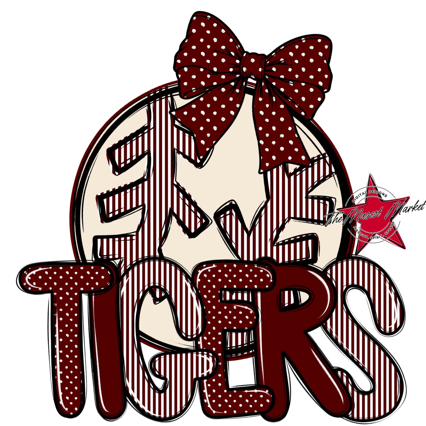 Tigers Baseball-Softball Spirit Design-Maroon