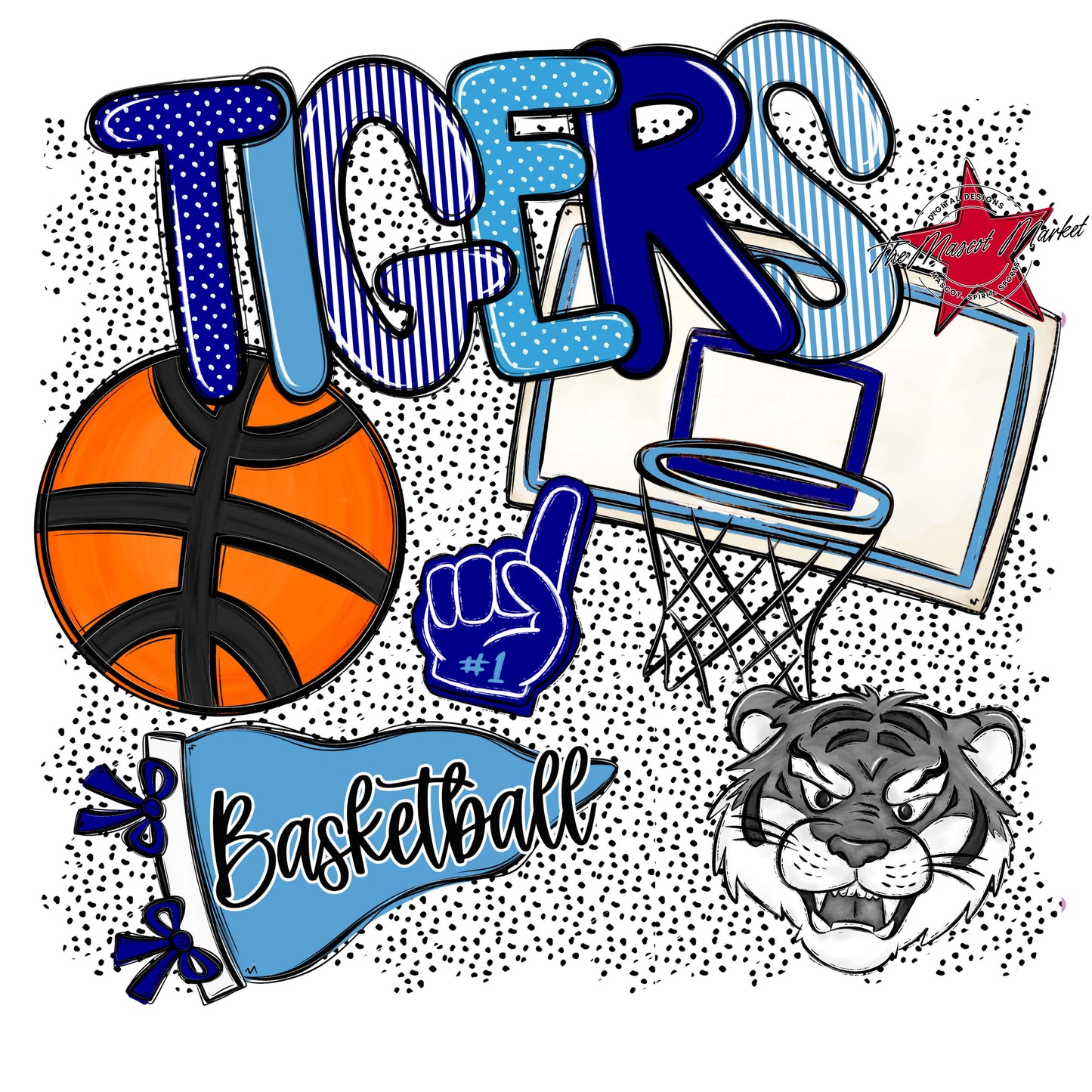 Tigers Basketball Spirit-Blue & Carolina Blue