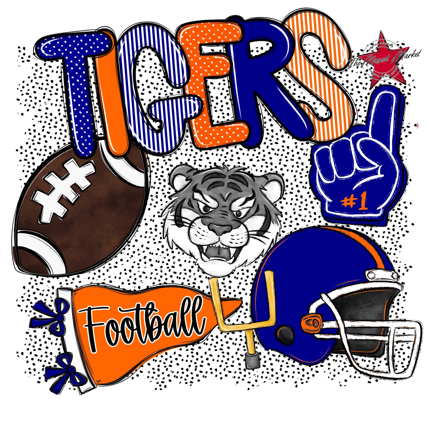 Tigers Football Spirit-Blue & Orange