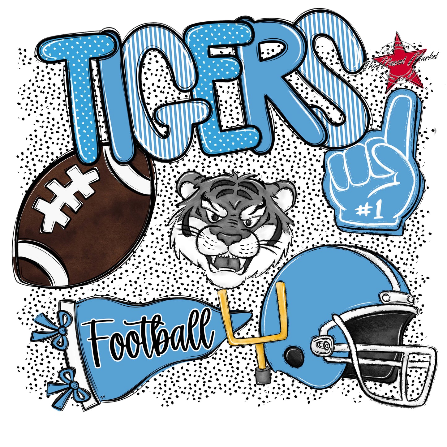 Tigers Football Spirit-Carolina Blue
