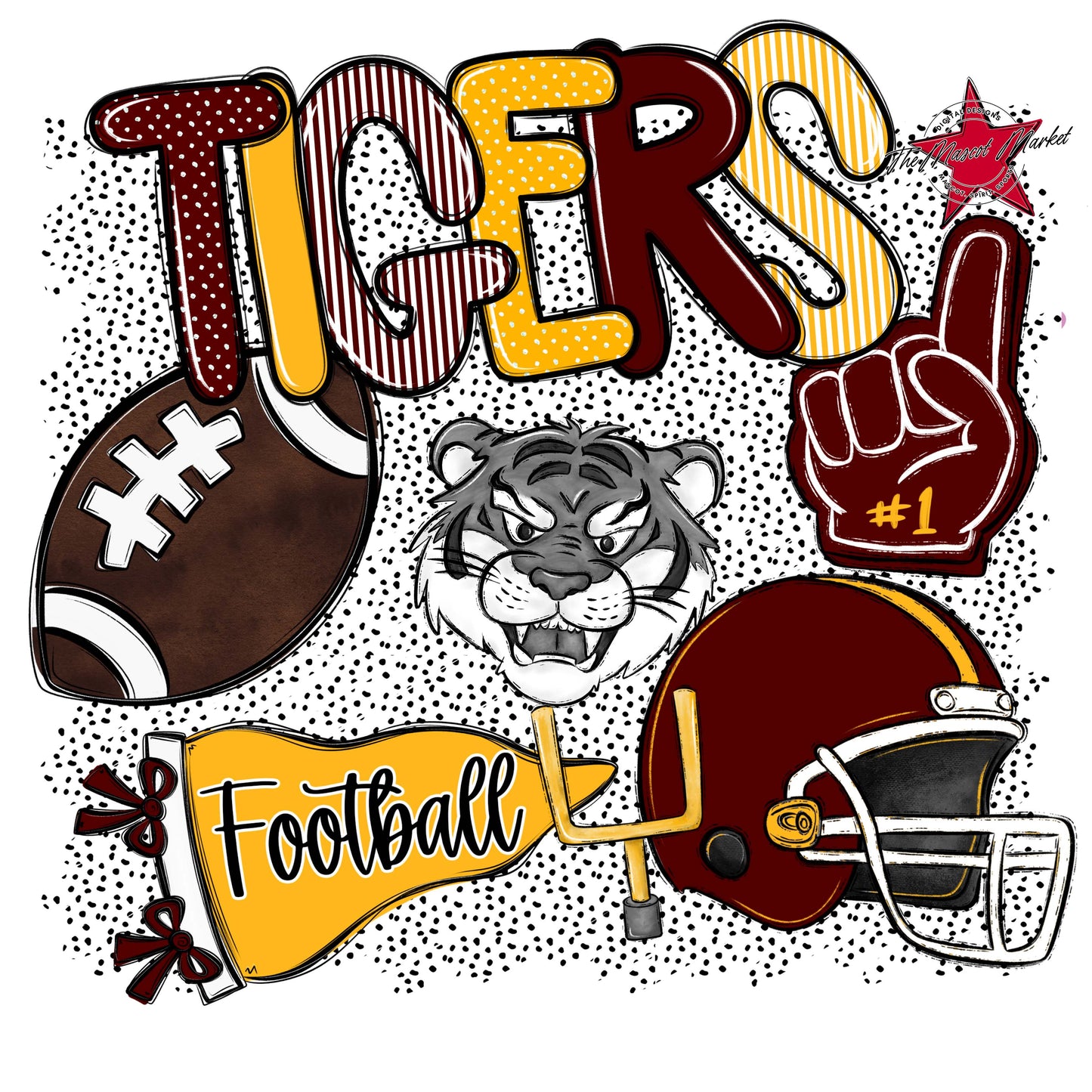 Tigers Football Spirit-Maroon & Yellow