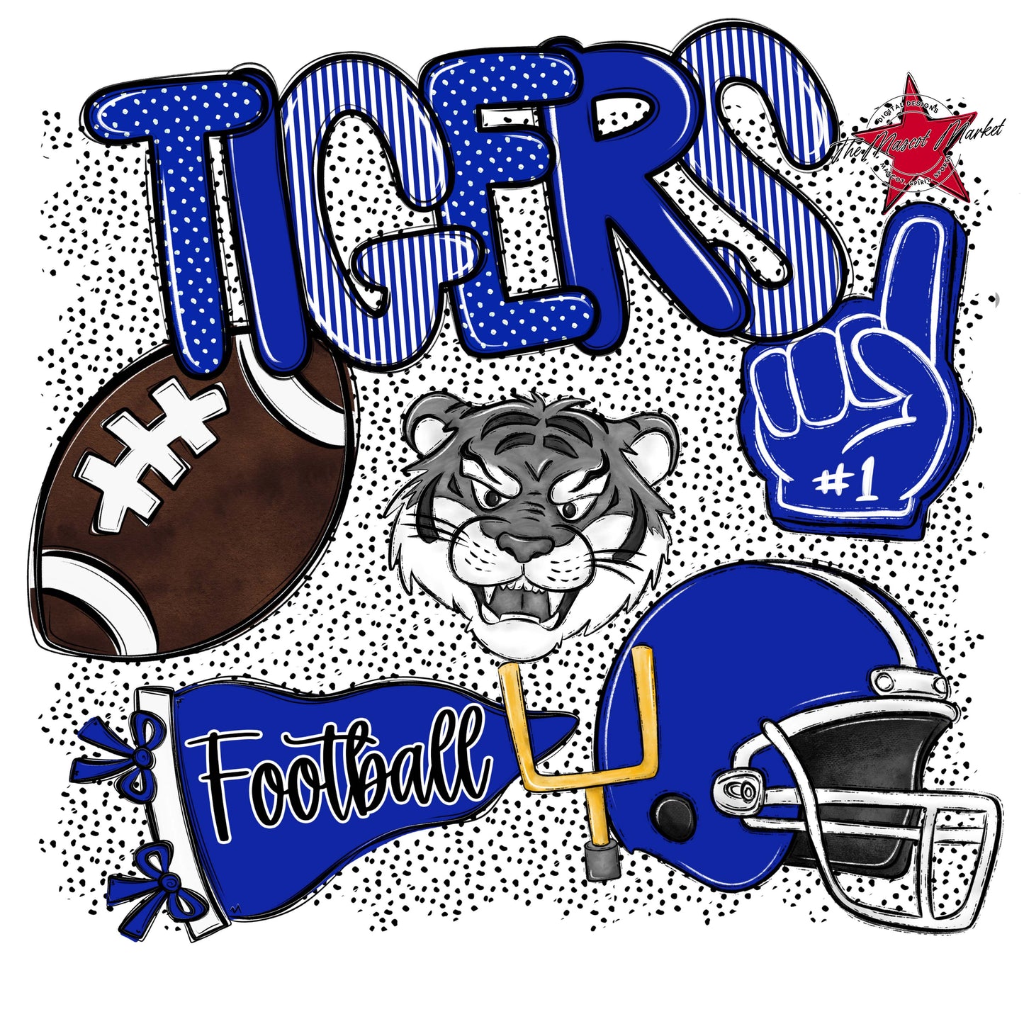 Tigers Football Spirit-Royal Blue