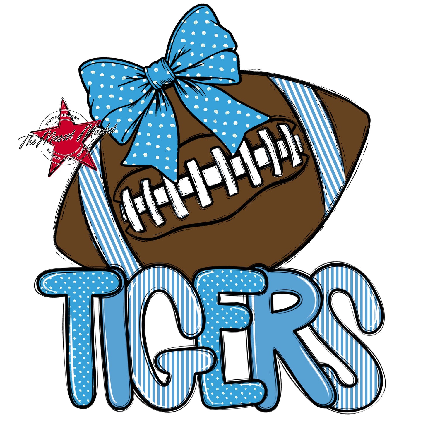 Tigers Football Spirit Design-Carolina Blue