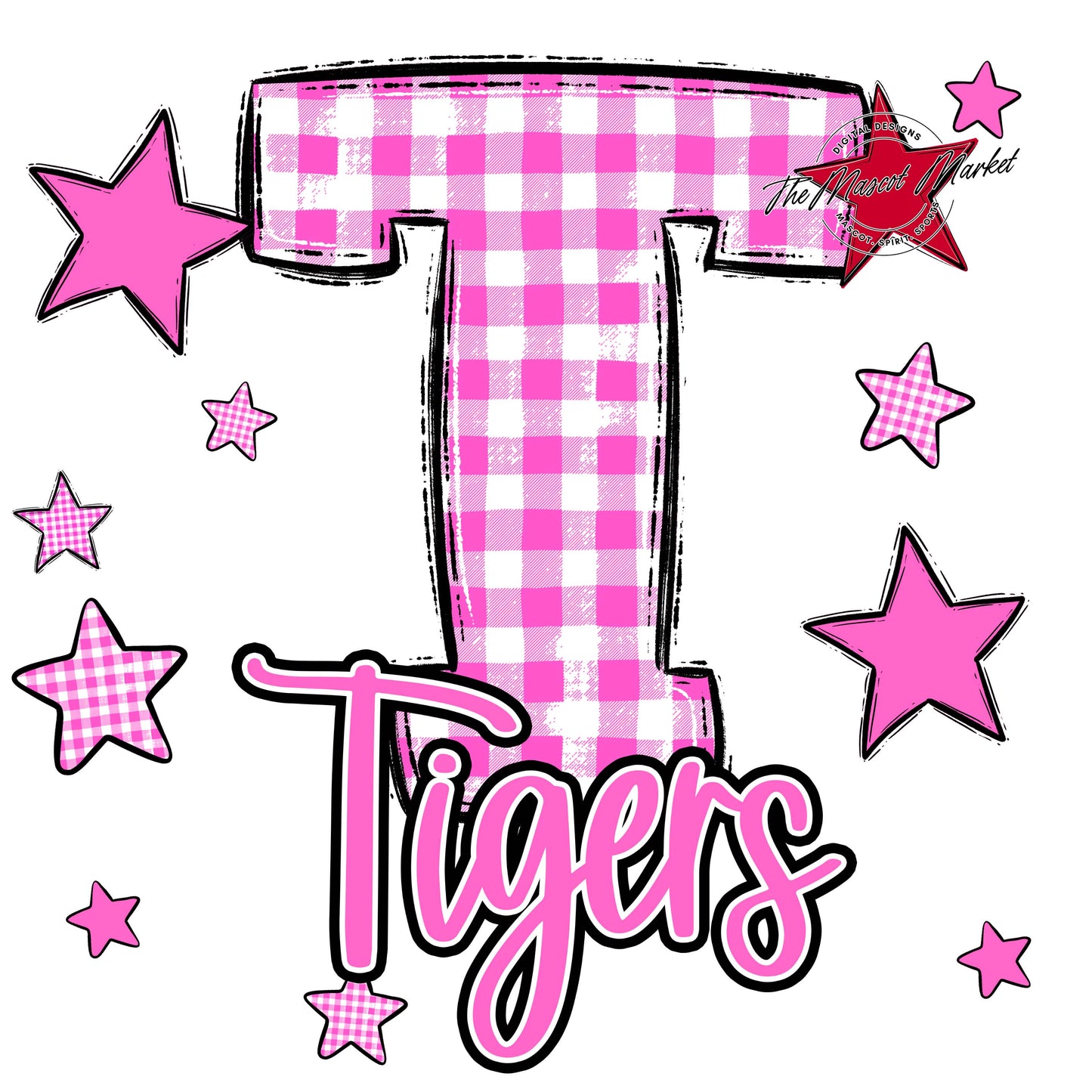 Tigers Plaid Star Design-Baby Pink