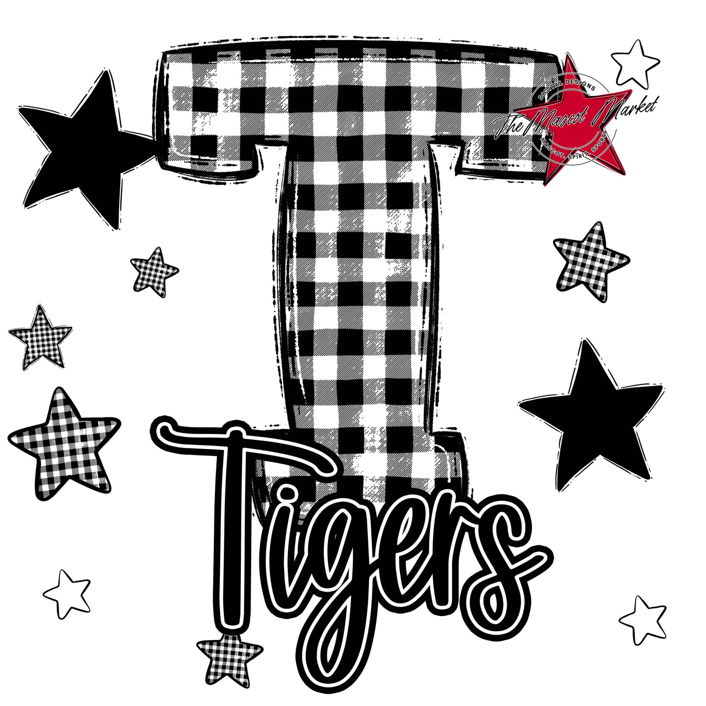 Tigers Plaid Star Design-Black