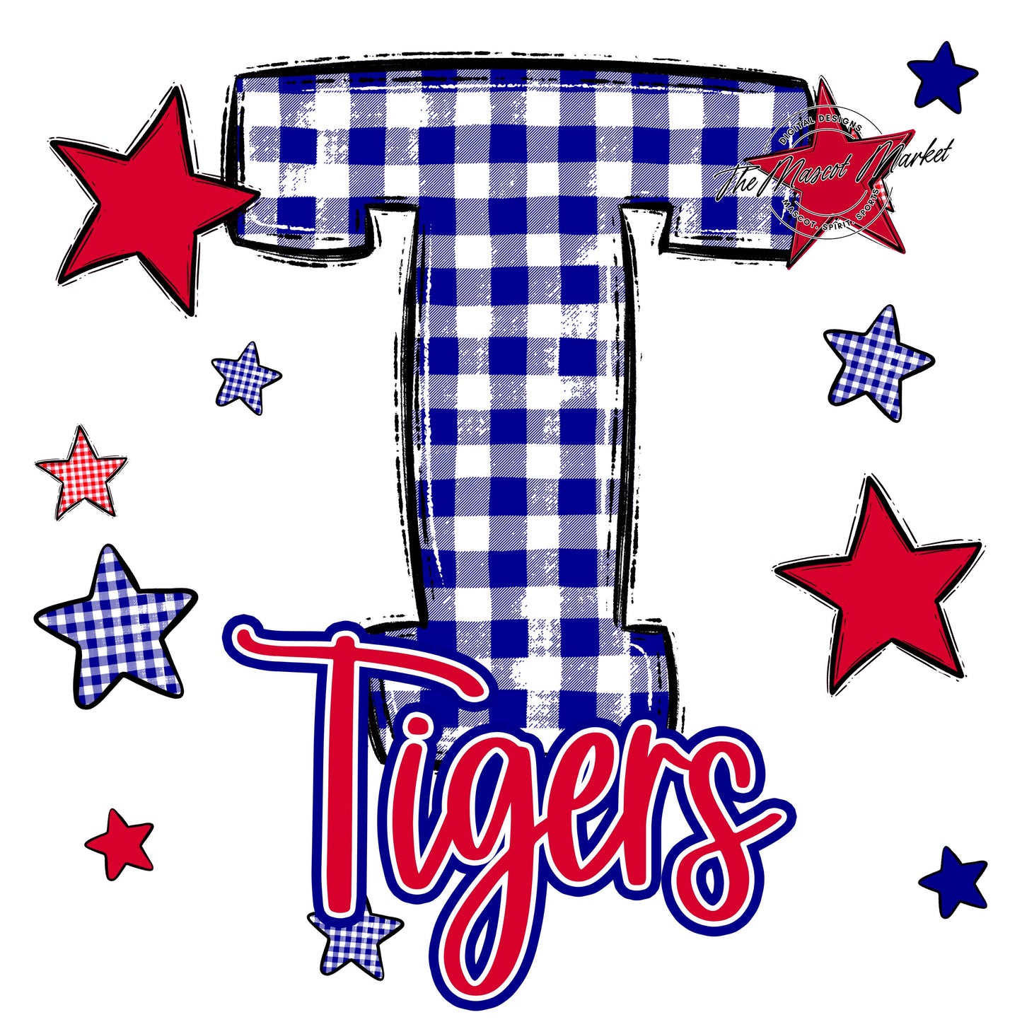 Tigers Plaid Star Design-Blue & Red