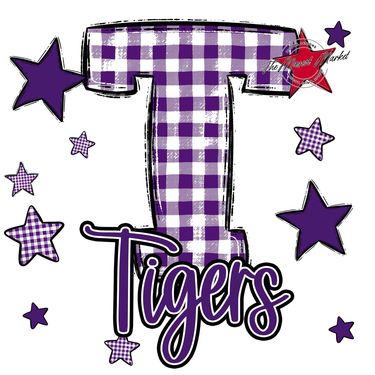 Tigers Plaid Star Design-Purple