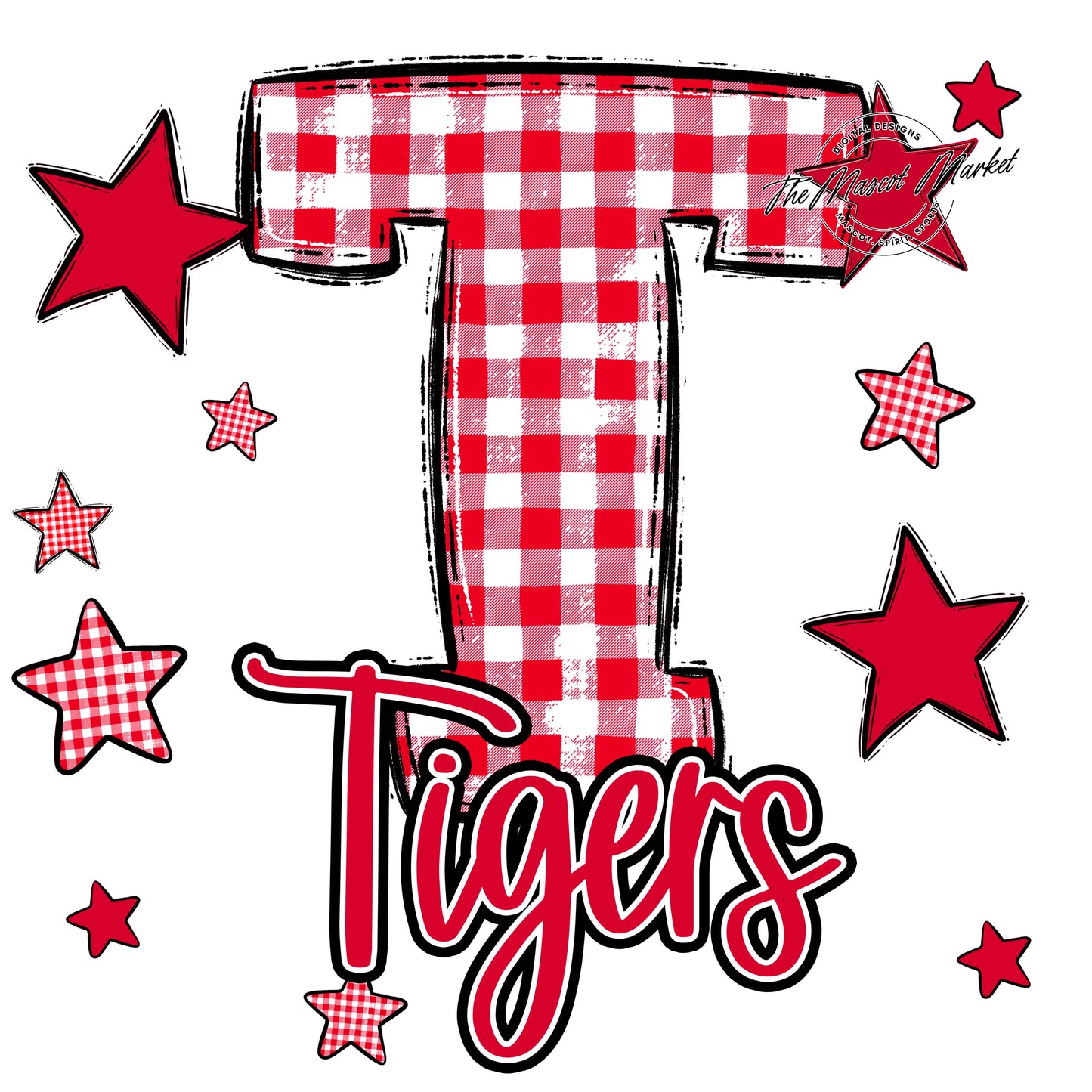 Tigers Plaid Star Design-Red