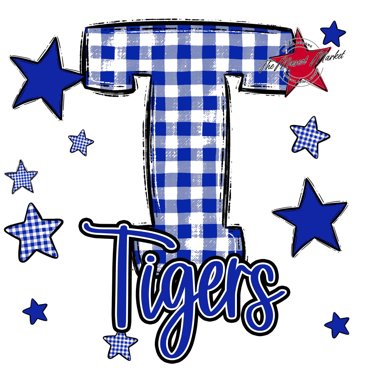 Tigers Plaid Star Design-Royal Blue