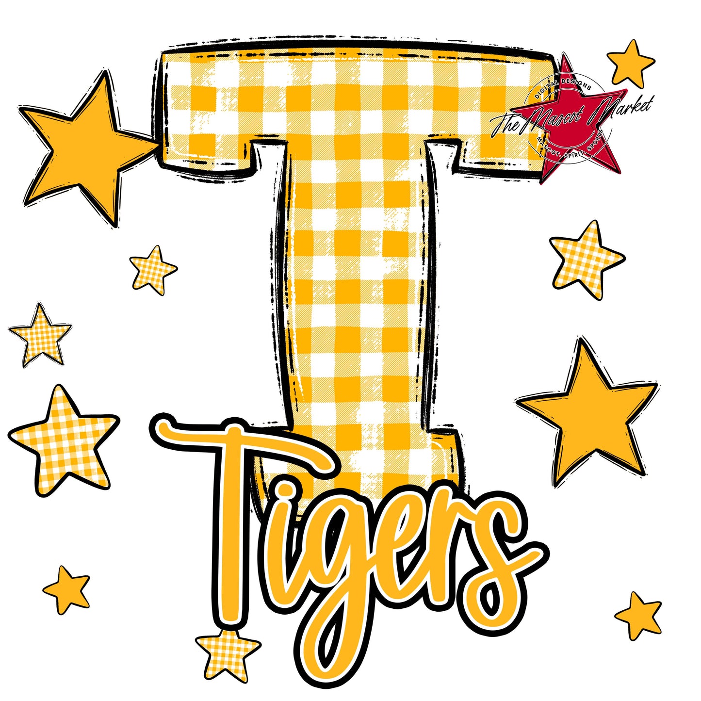 Tigers Plaid Star Design-Yellow