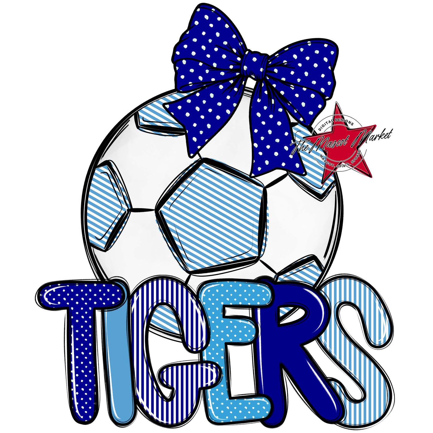 Tigers Soccer Spirit Design-Blue & Carolina Blue