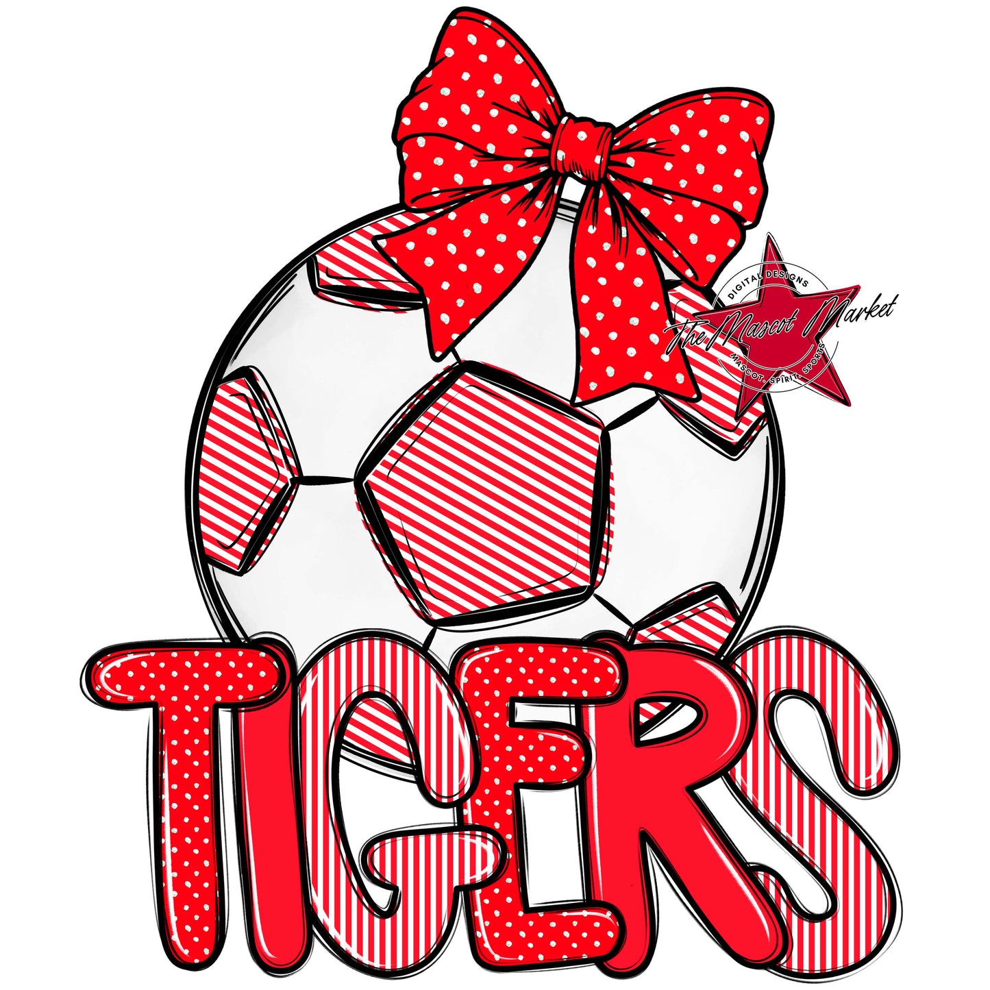 Tigers Soccer Spirit Design-Bright Red
