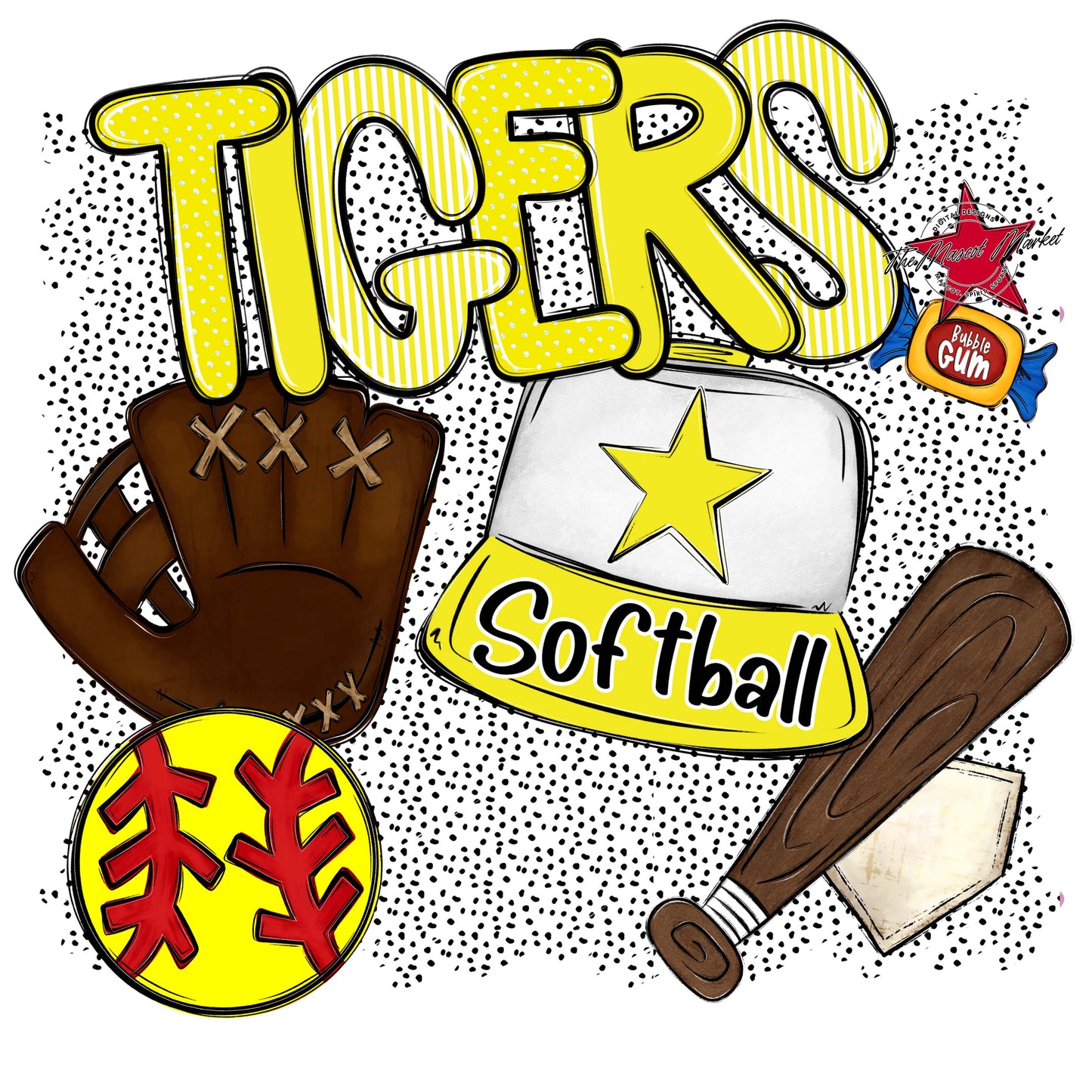 Tigers Softball Spirit-Bright Yellow