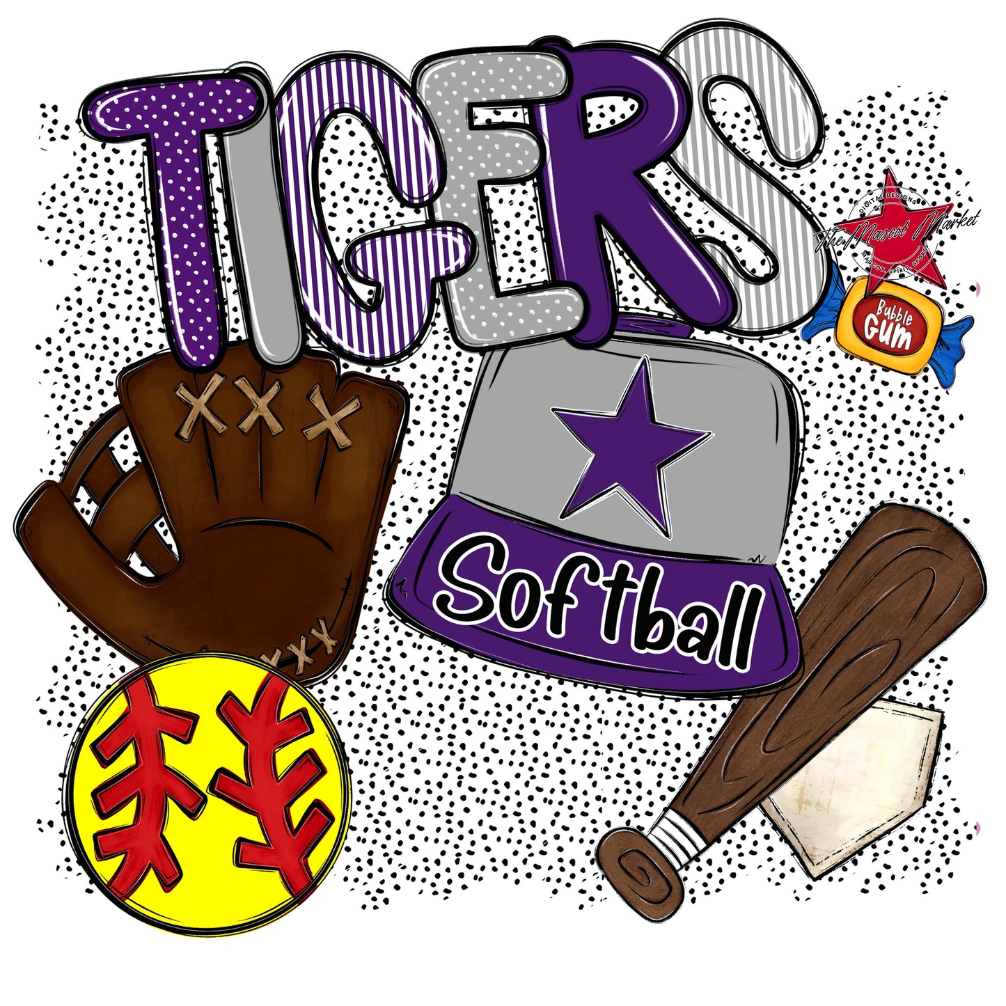 Tigers Softball Spirit-Purple & Grey