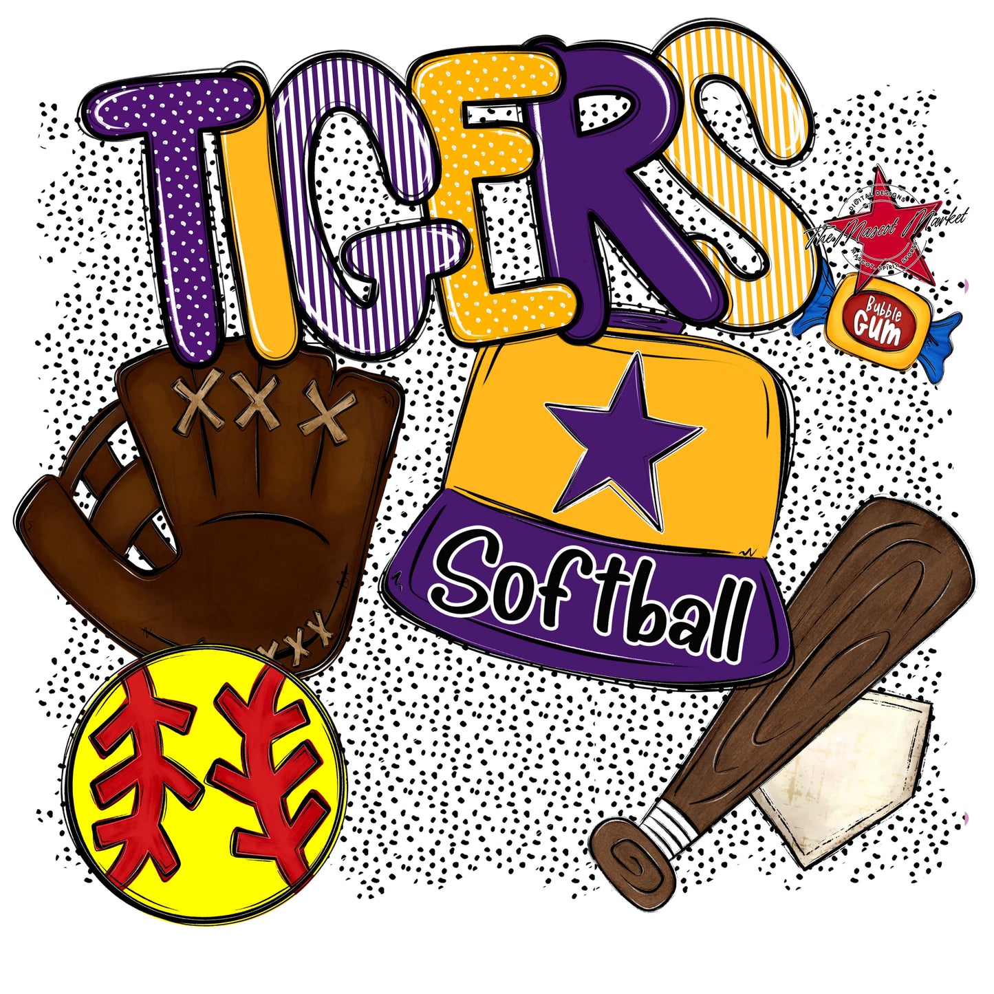 Tigers Softball Spirit-Purple & Yellow