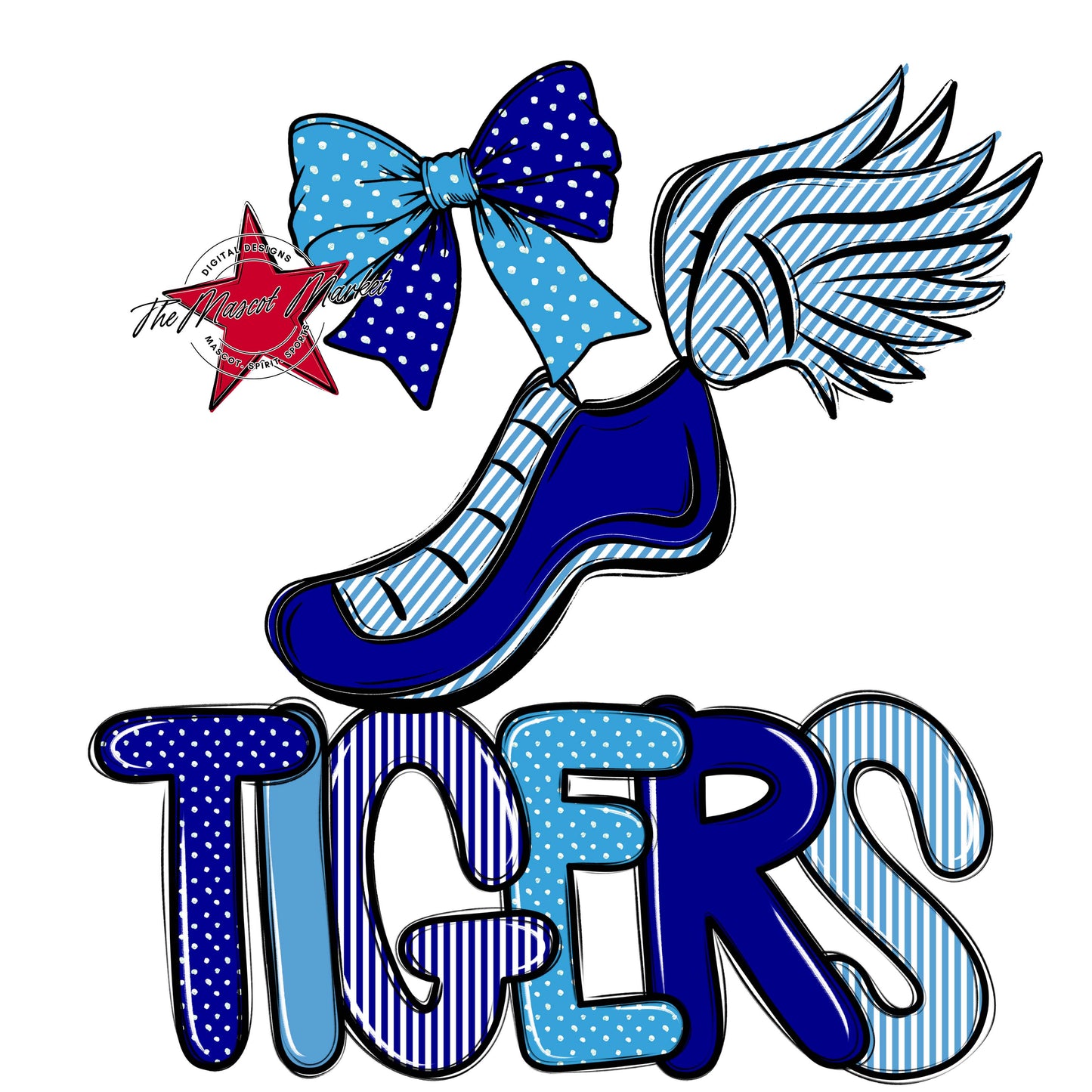 Tigers Track Spirit Design-Blue & Carolina Blue