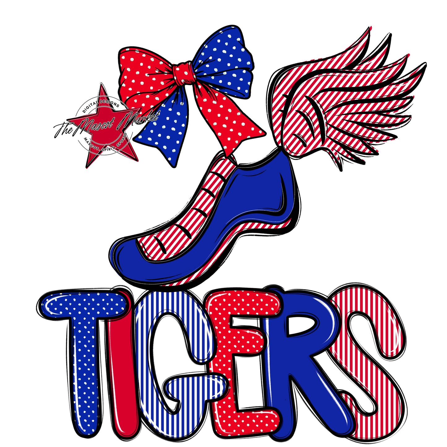 Tigers Track Spirit Design-Royal Blue & Red