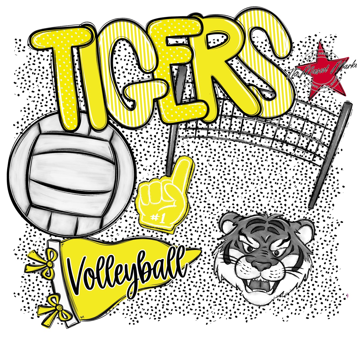 Tigers Volleyball Spirit-Bright Yellow