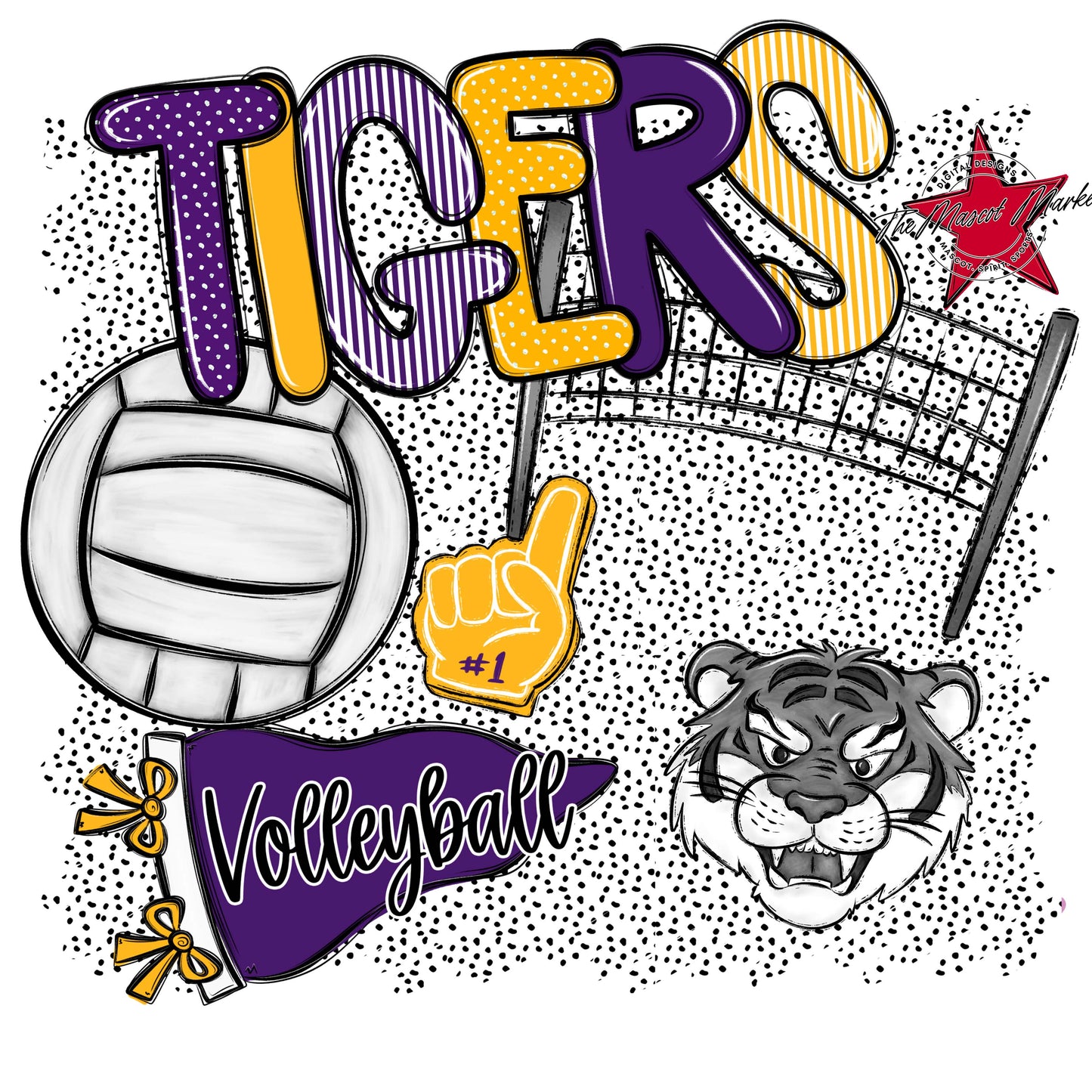Tigers Volleyball Spirit-Purple & Yellow