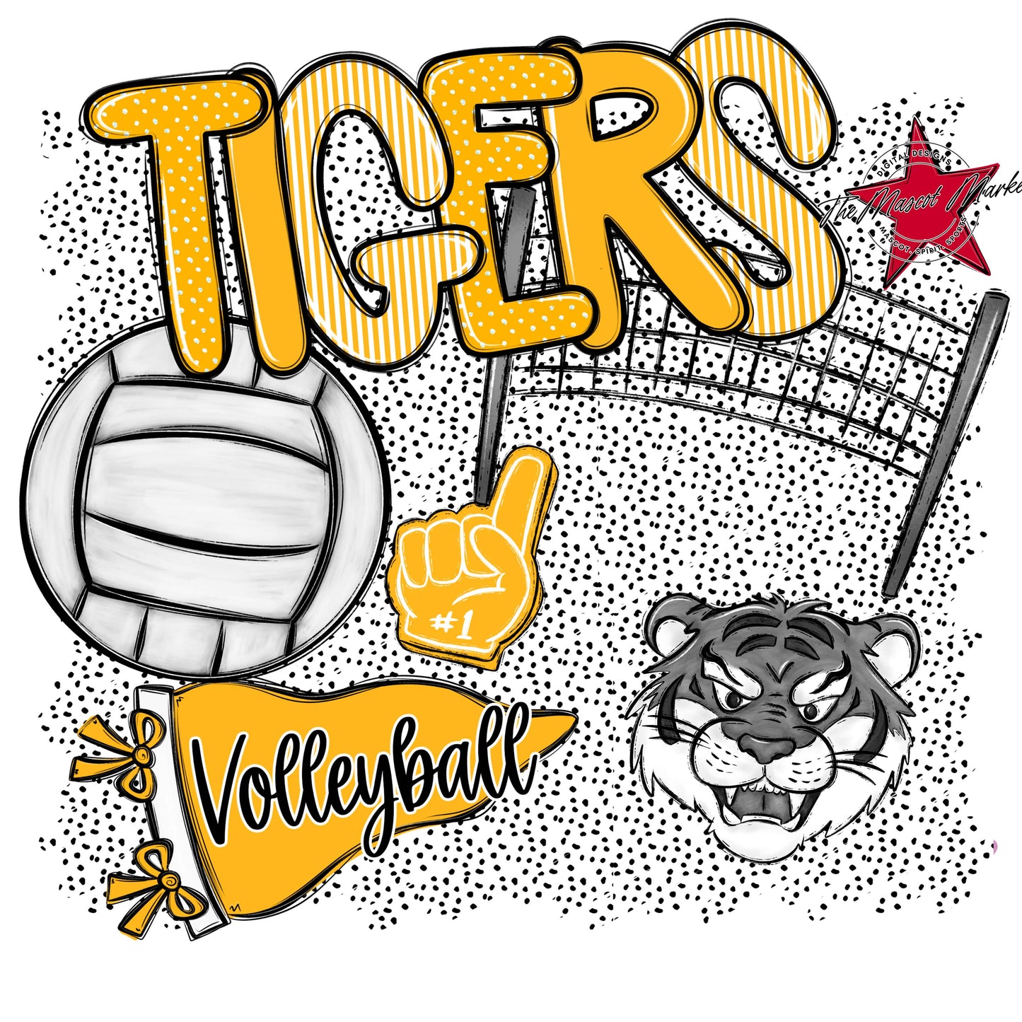 Tigers Volleyball Spirit-Yellow