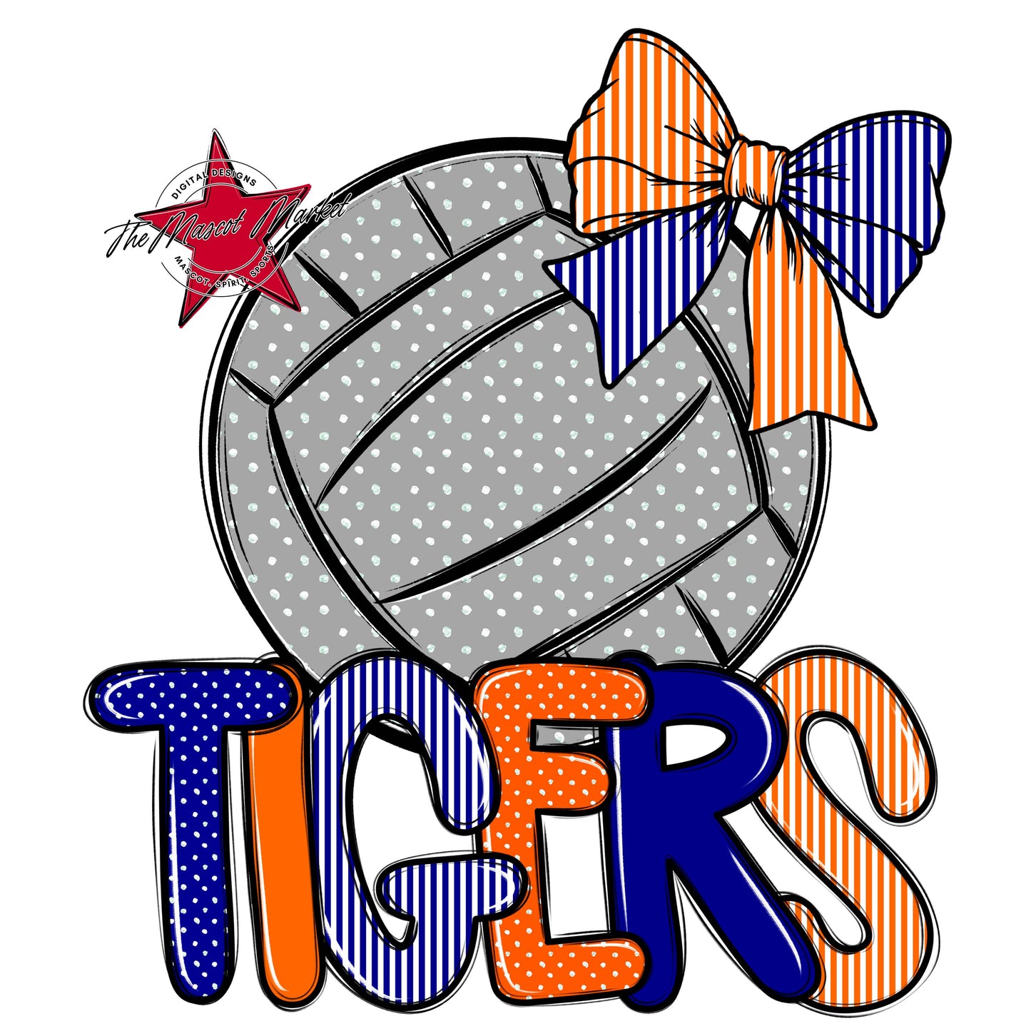 Tigers Volleyball Spirit Design-Blue & Orange