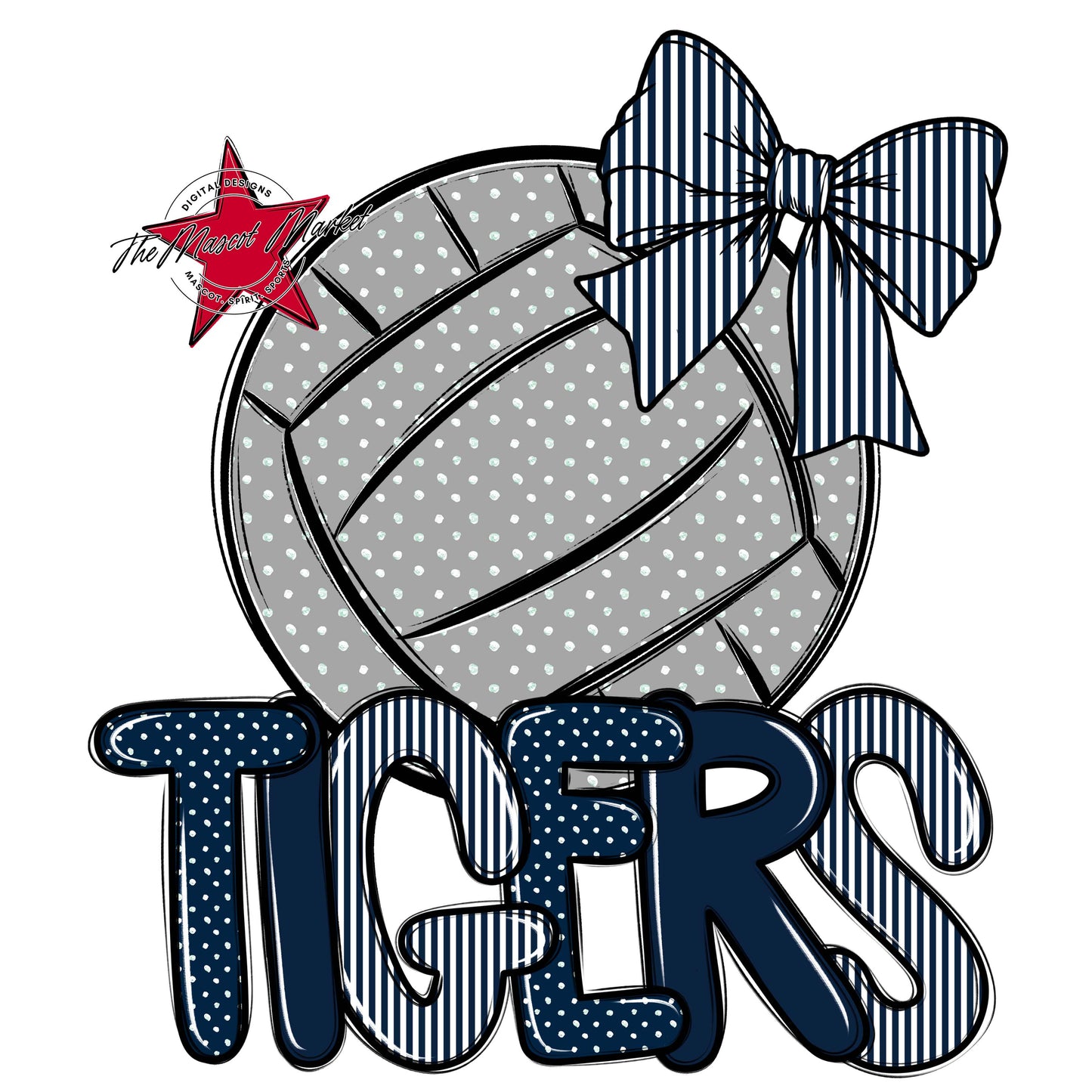 Tigers Volleyball Spirit Design-Navy