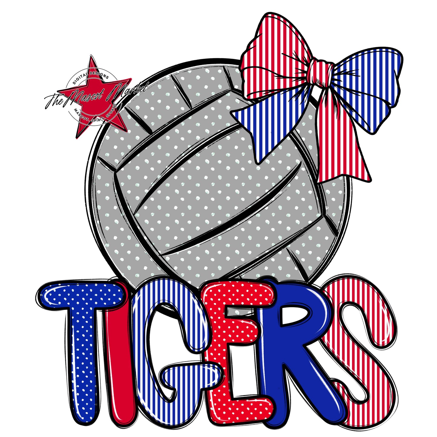 Tigers Volleyball Spirit Design-Royal Blue & Red