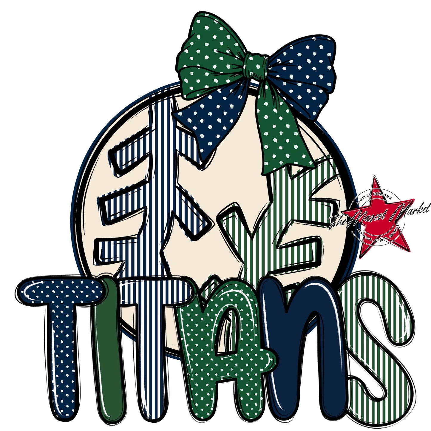 Titans Baseball-Softball Spirit Design-Navy & Green