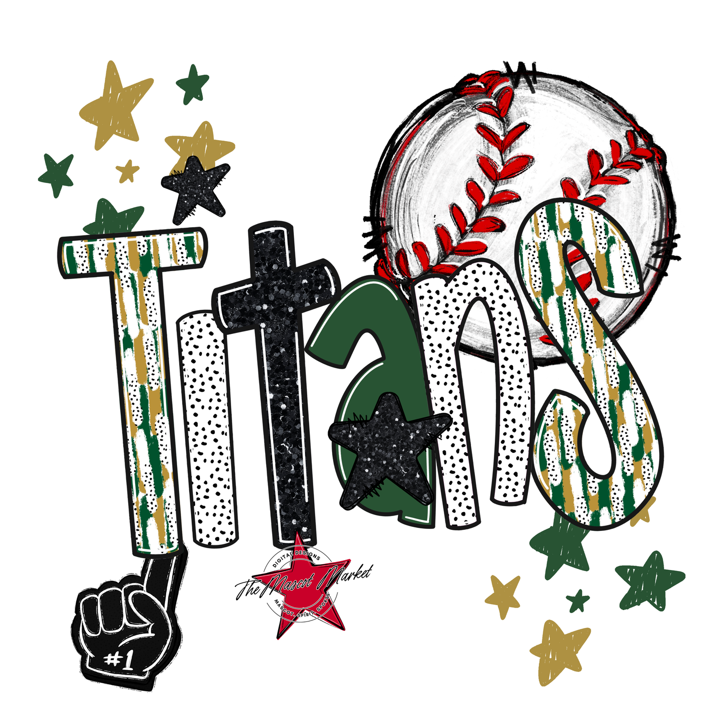 Titans Baseball Scrape-Green-Gold