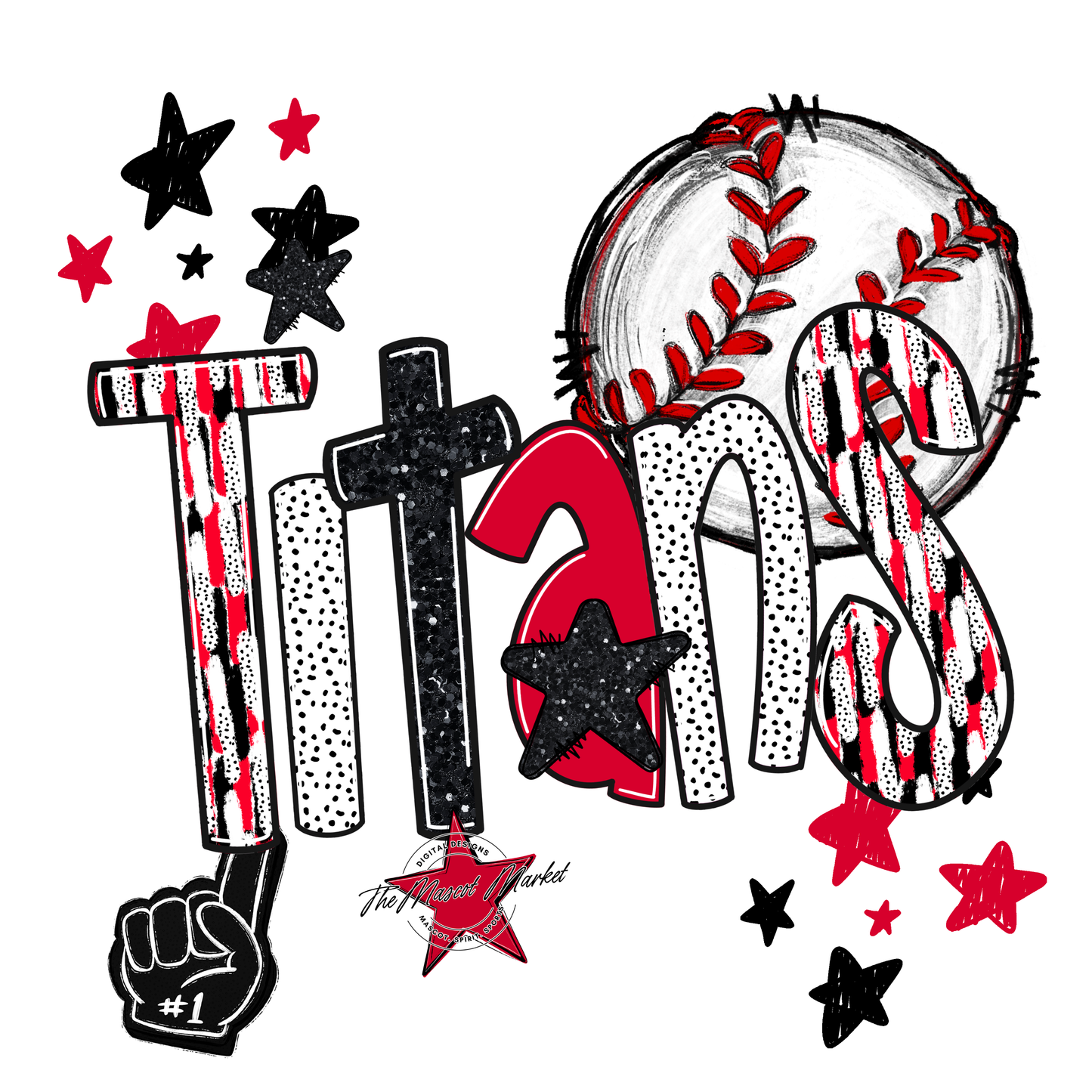 Titans Baseball Scrape-Red