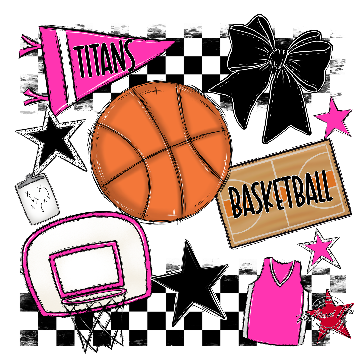 Titans Checkers Basketball Spirit Design-Pink