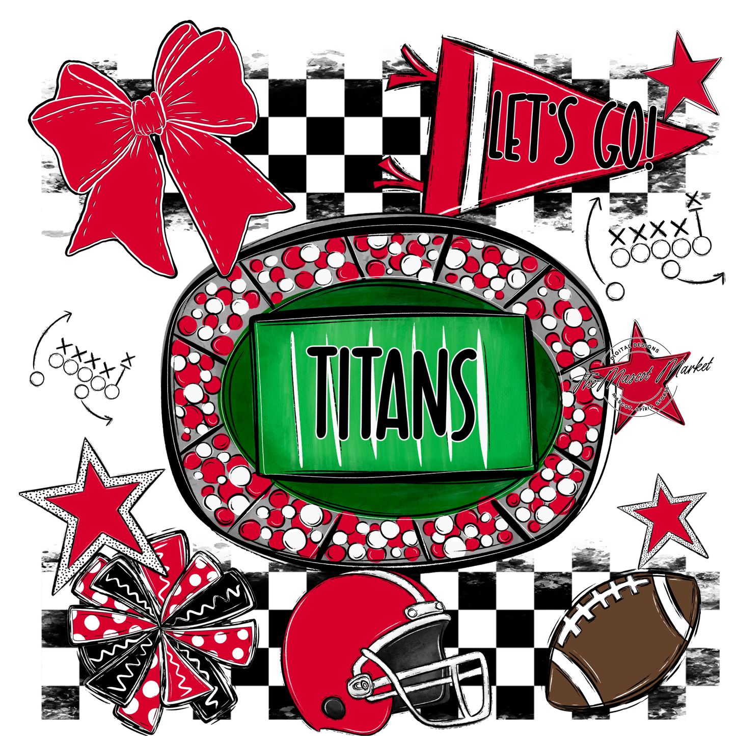 Titans Checkers Spirit Design-Red