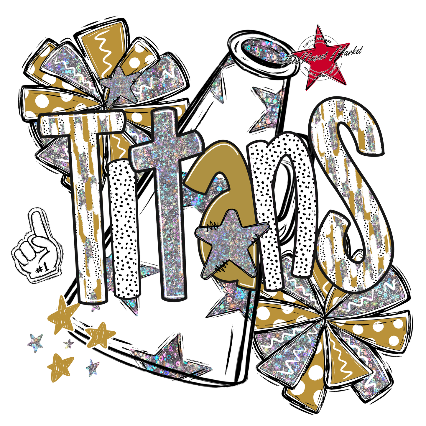 Titans Cheer Megaphone Scrape-Gold