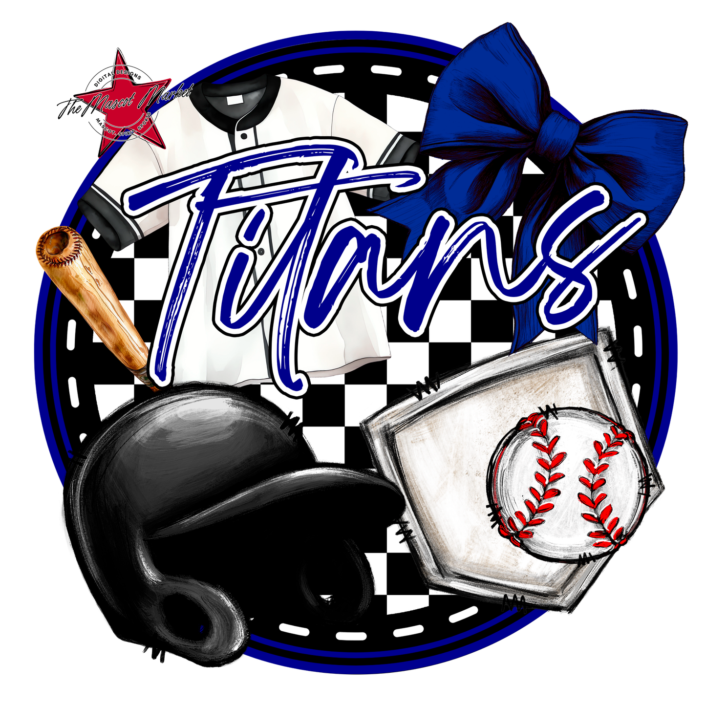 Titans Circle Baseball Design-Blue