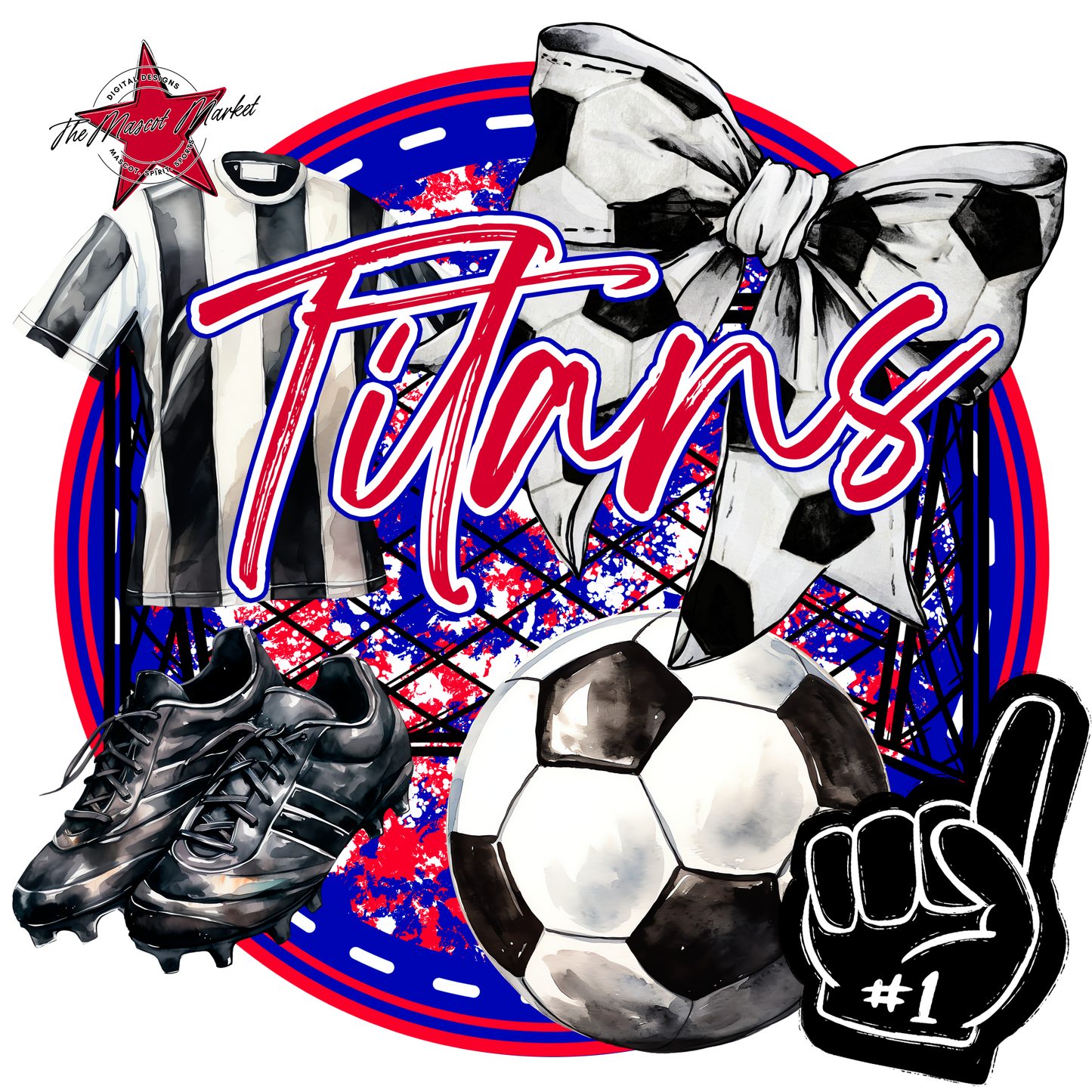 Titans Circle Soccer Design-Blue-Red