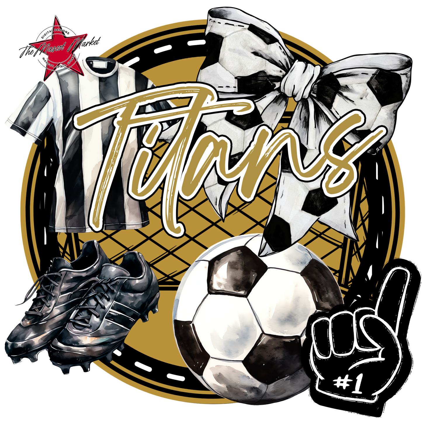 Titans Circle Soccer Design-Gold
