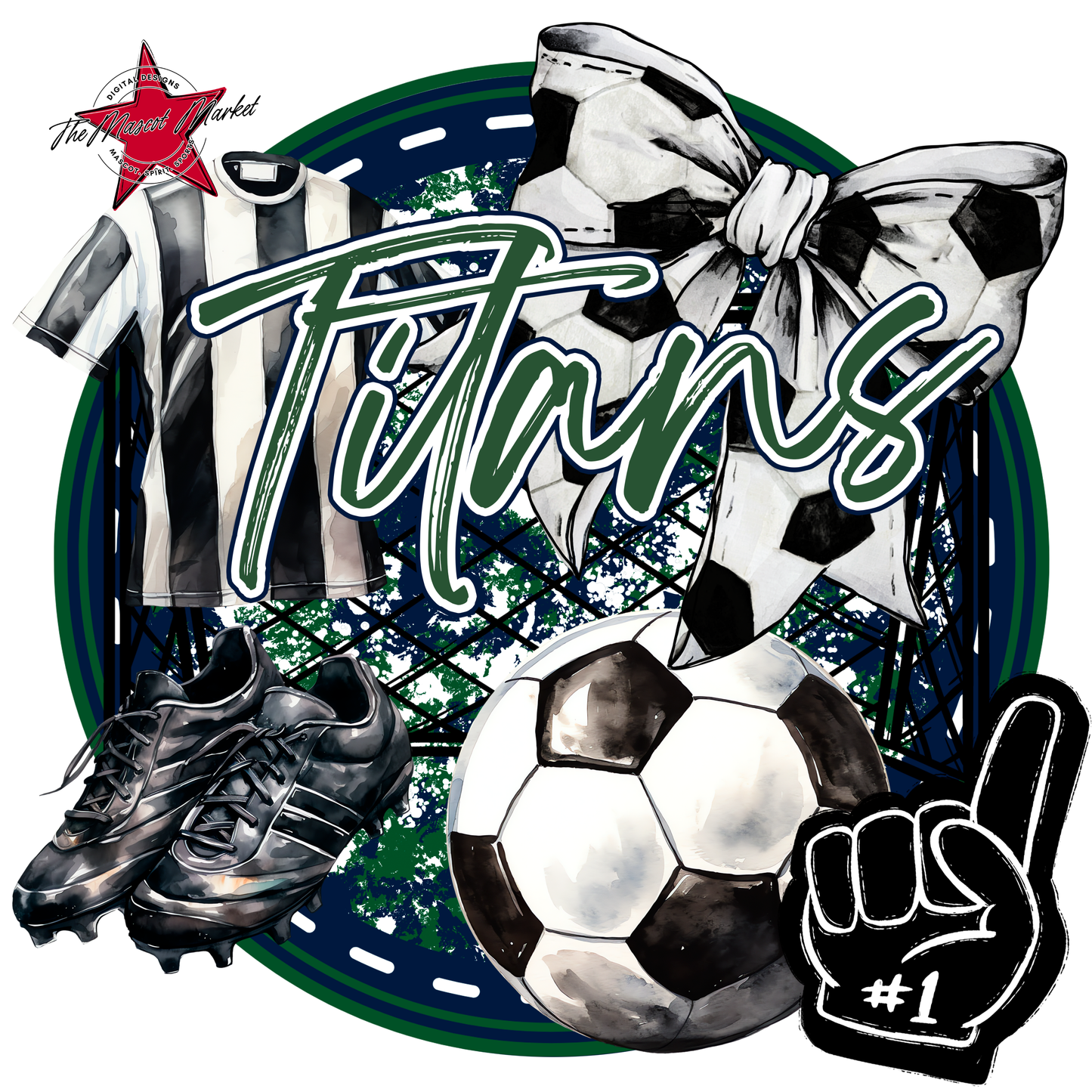 Titans Circle Soccer Design-Navy-Green