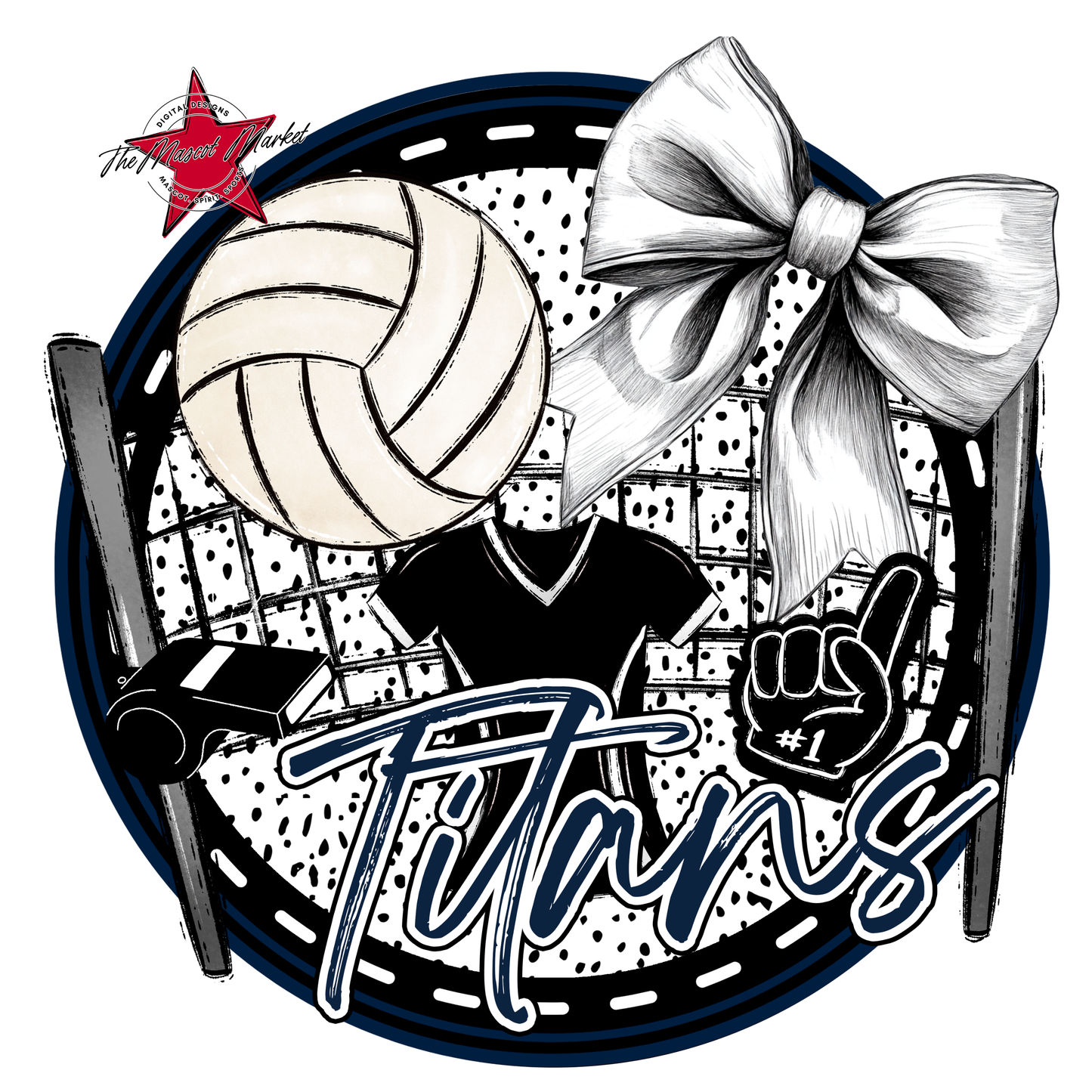 Titans Circle Volleyball Design-Navy