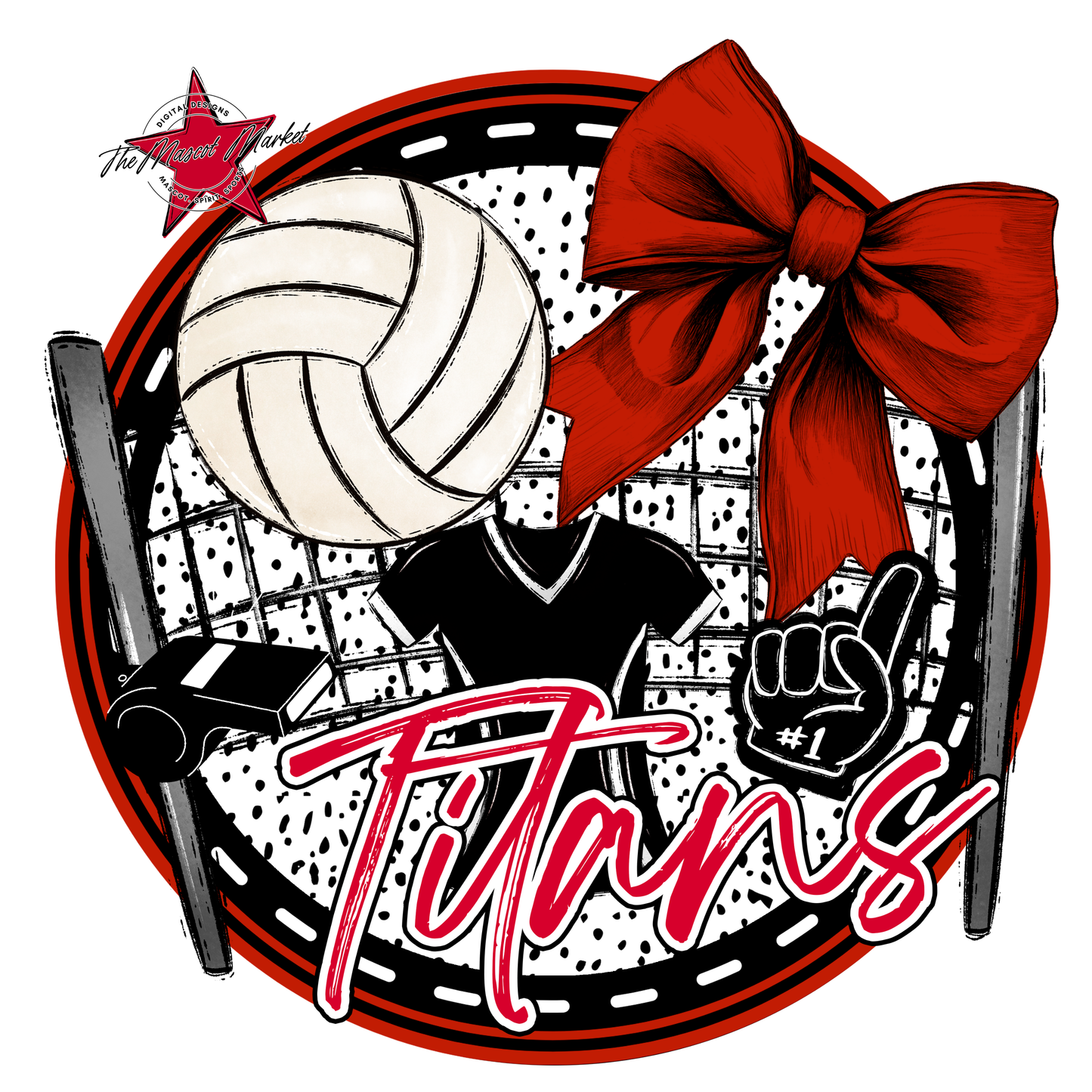 Titans Circle Volleyball Design-Red
