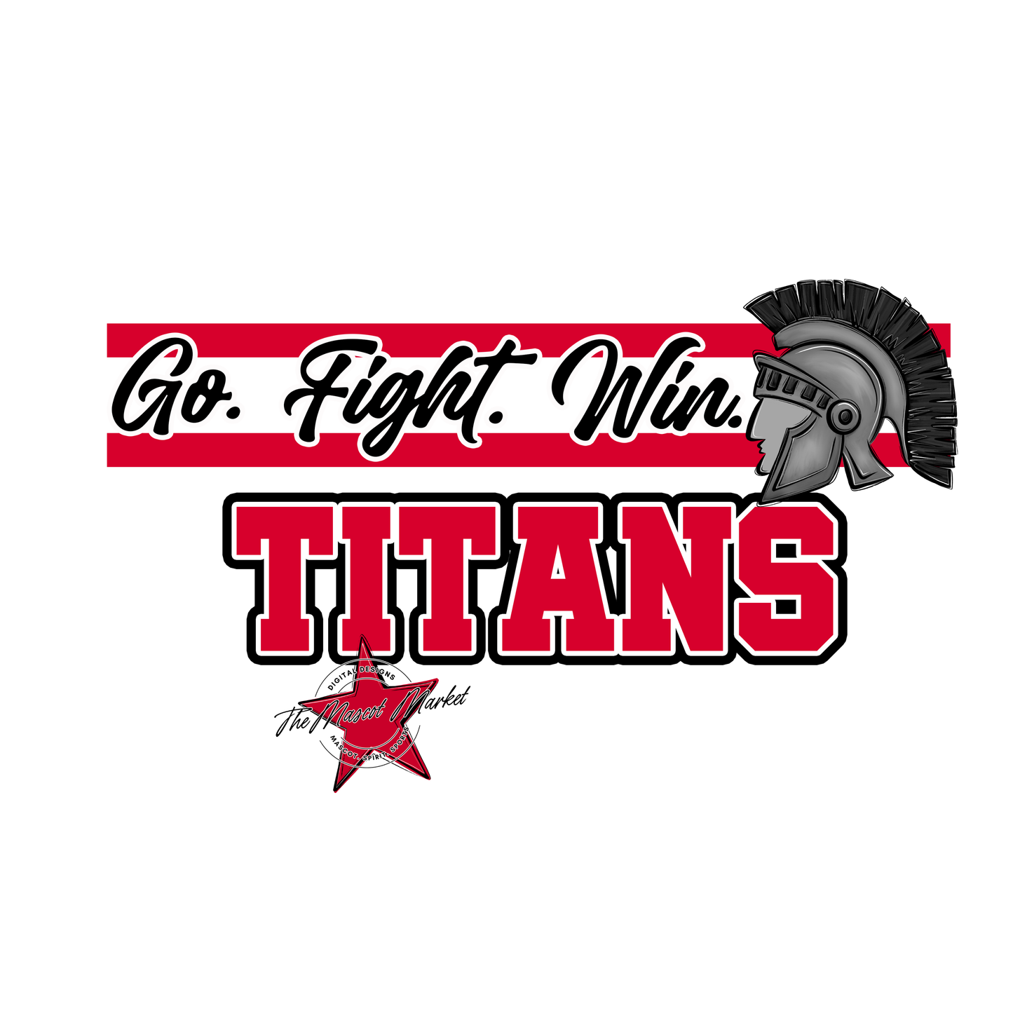 Titans Go Fight Win Mascot Lines-Red