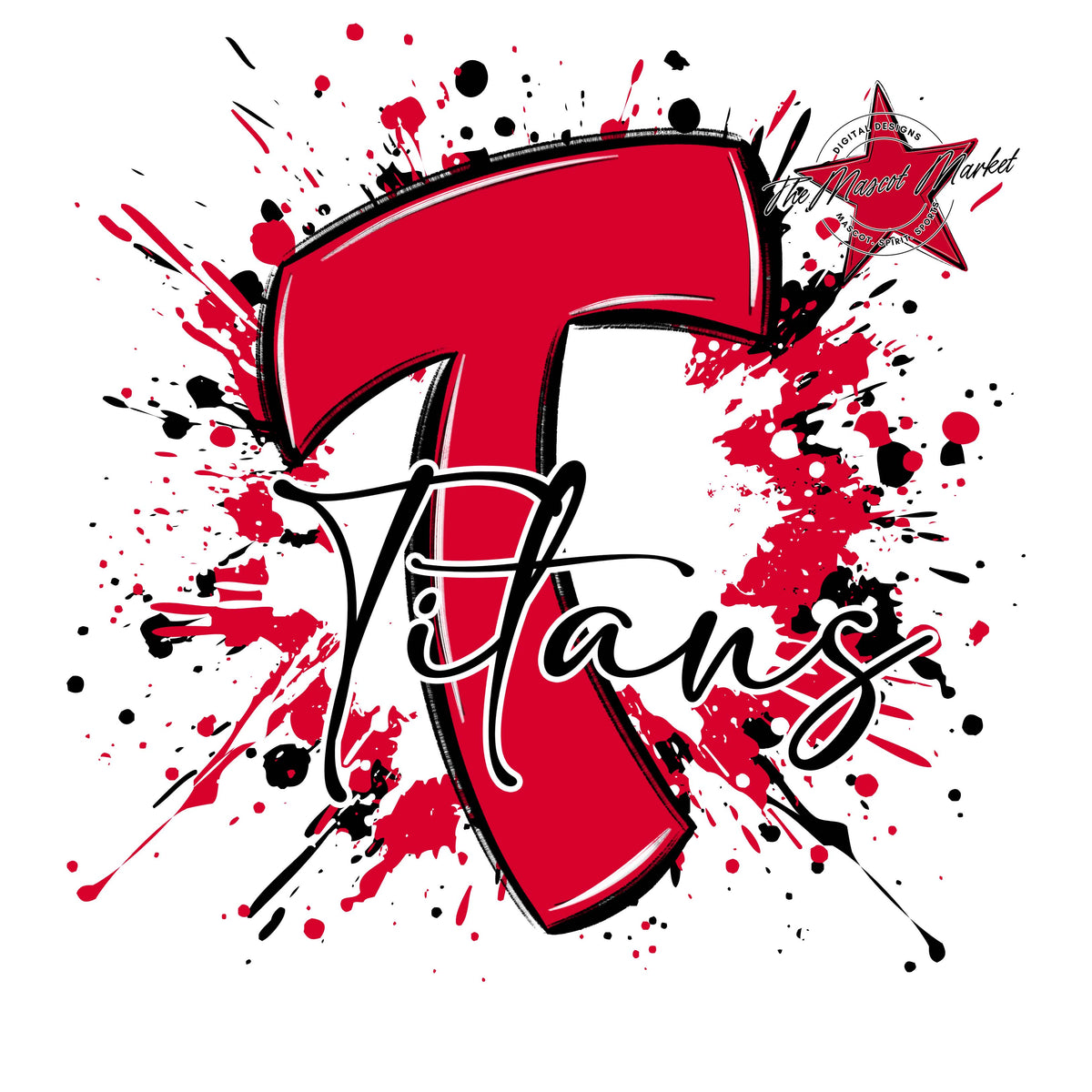 Titans Mascot Splatter-Red